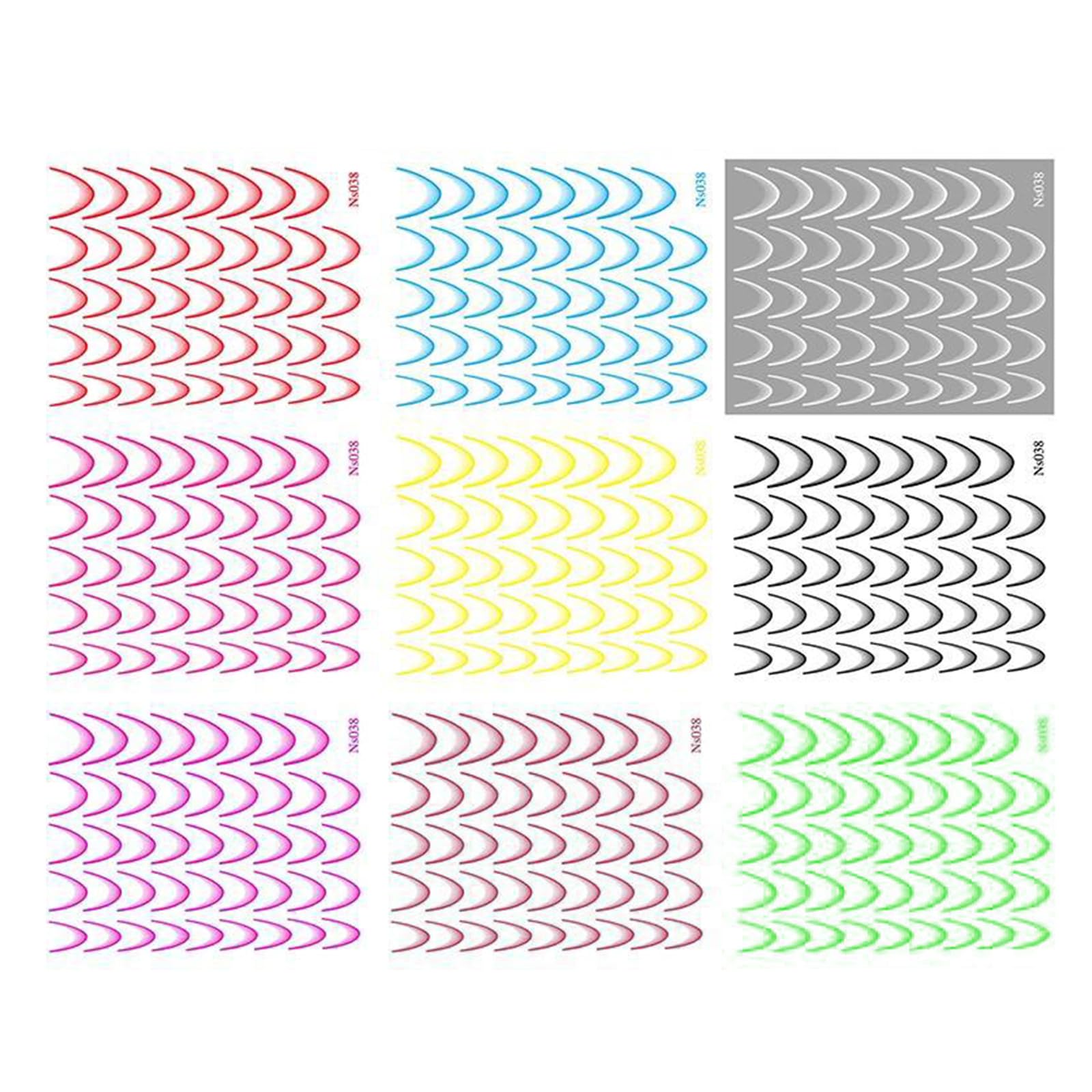 9 Sheets Adhesive Nails Art Decals French Tip Nails Art Stickers French Line Stickers Decoration