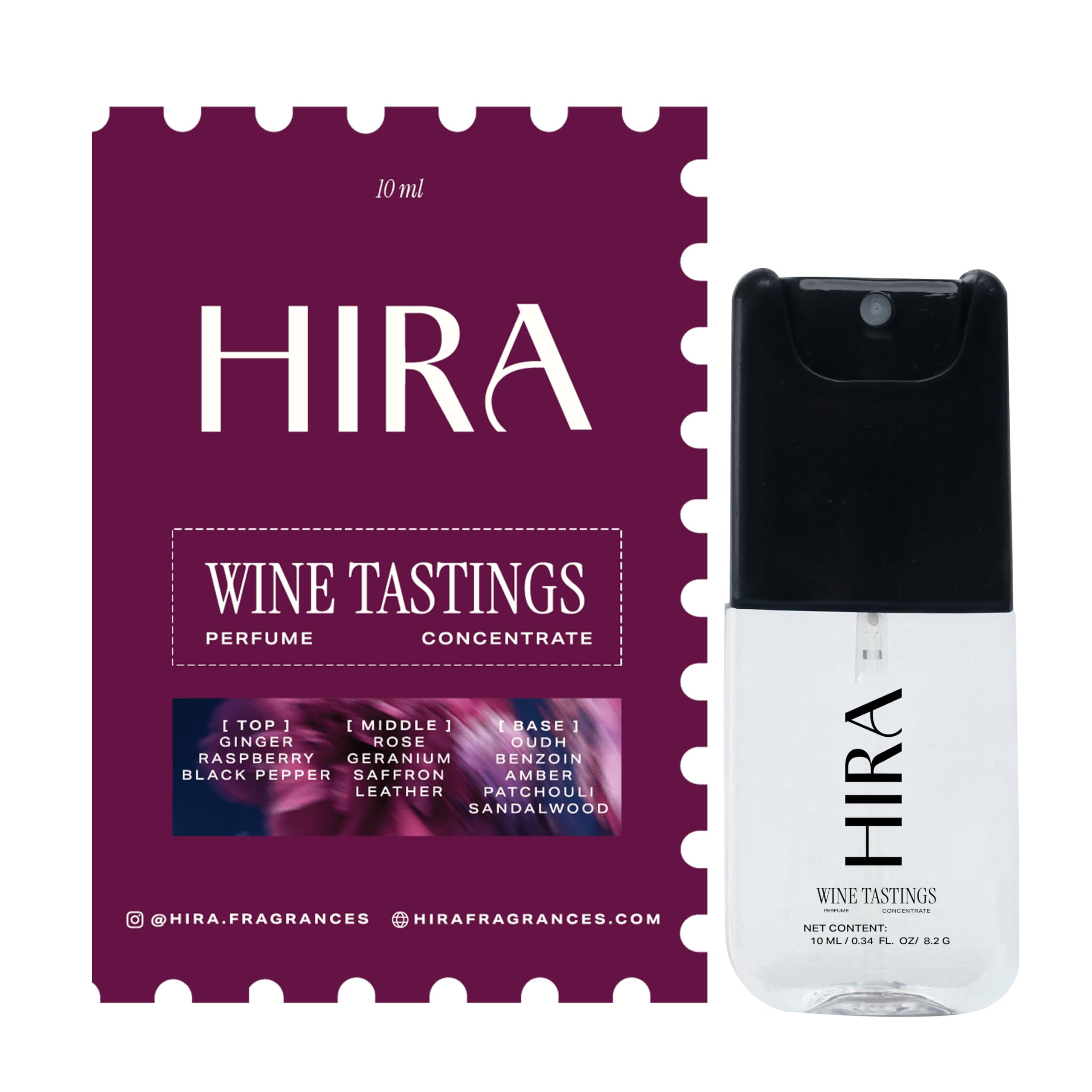 HIRA Wine Tastings Perfume for Woman 10 ml | Rose & Oudh Scent | 8 Hours Long Lasting Eau de Parfum Premium Luxury Fragrance | Pocket Sized, Travel Friendly