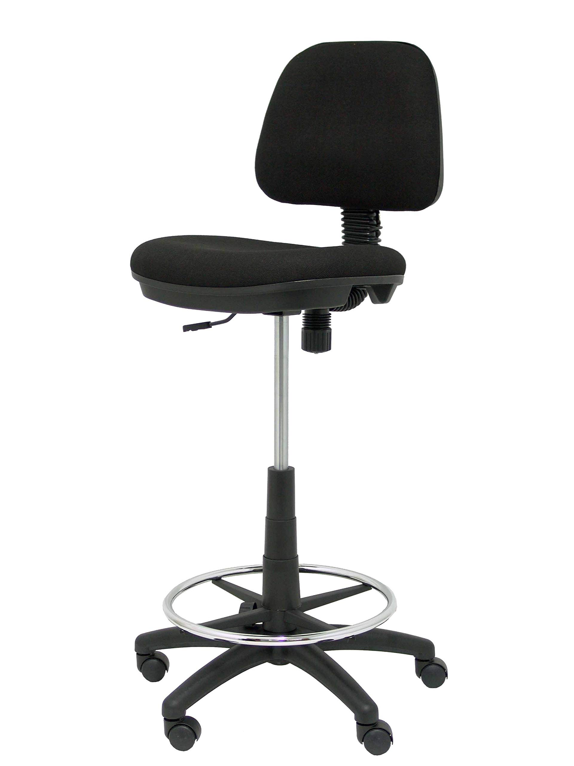 Piqueras y Crespo T12CL - Taburete ergonómico Giratorio y Regulable en Altura con aro reposapiés Cromado