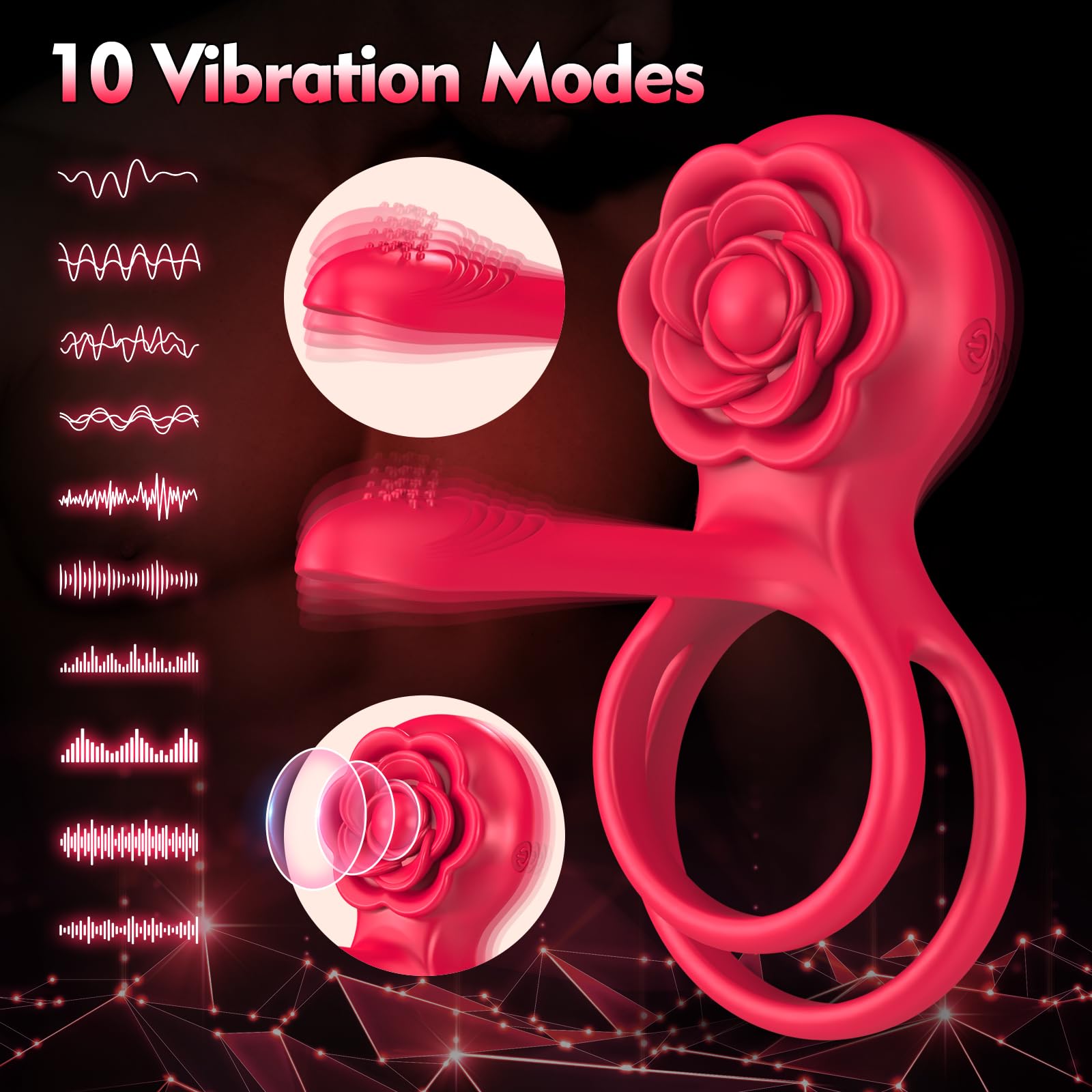 Aazon.co: Vibrating Cock Ring Adult Sex Toys for en, 3 in 1 Penis