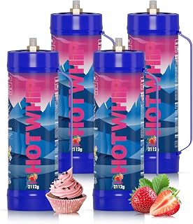 Whipped Cream Charger 4x2112g 3.3L Strawberry Flavor Food Grade 99.999%-Purity Cream cartridge N2O Tank(4,2112g)