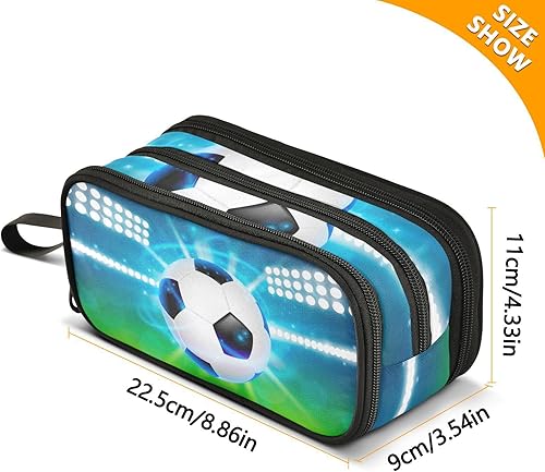 Vista 236 de Estuche para lápices de fútbol y fútbol, estuche grande para lápices para niños y niñas, compartimentos con cremallera, gran capacidad, papelería
