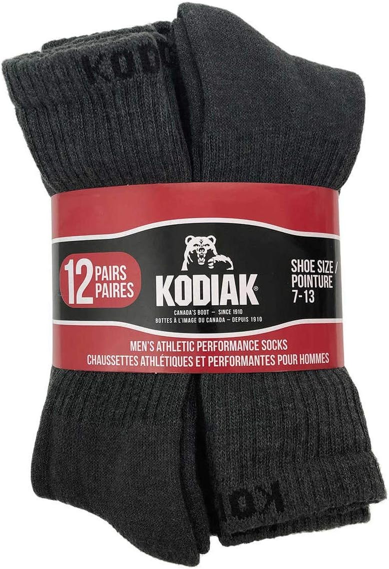 Kodiak Men Athletic Performance Socks 12 Pairs Size 713 Navy Grey