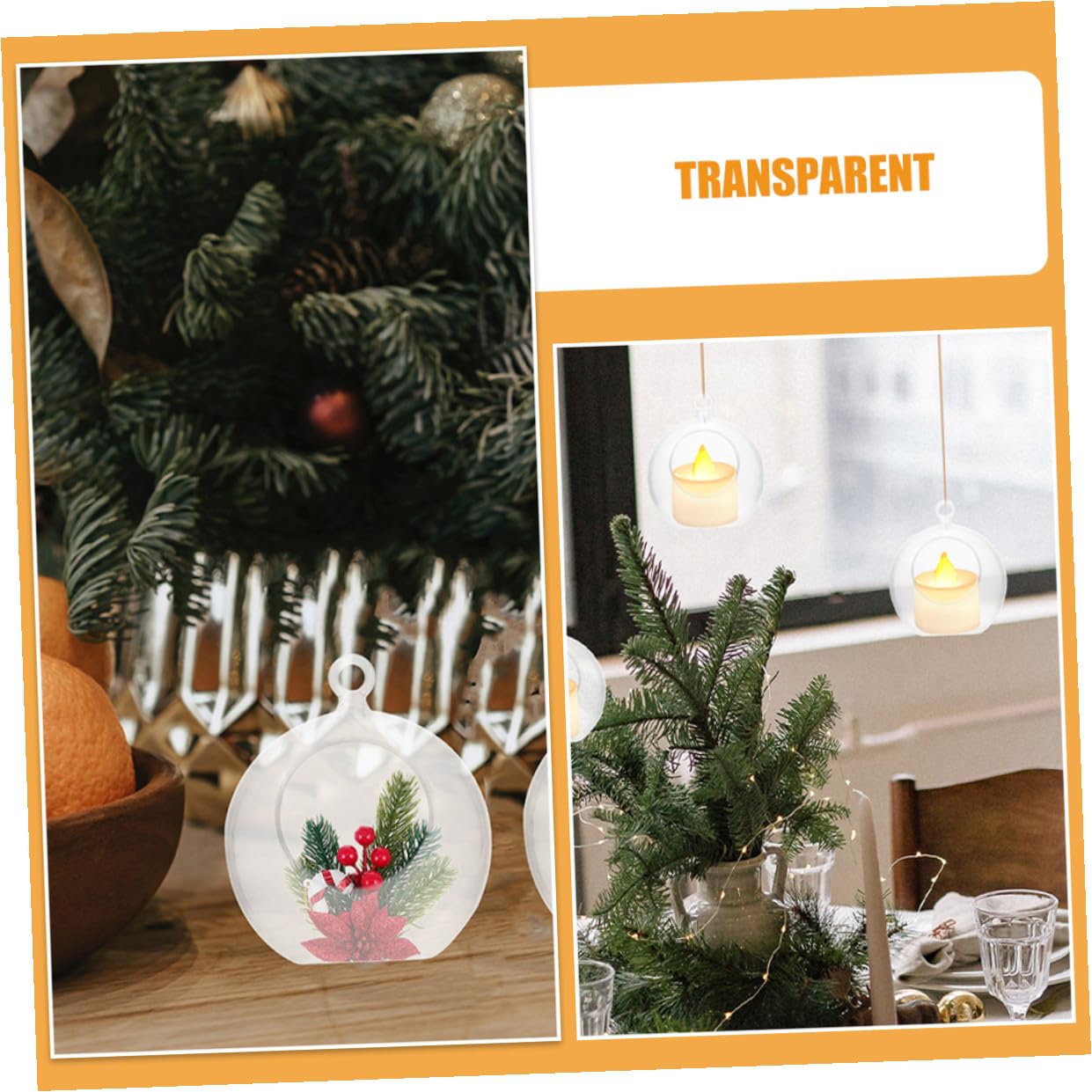 SOIMISS Bolas de Decoración Navideña Transparentes de Plástico Huecas para Rellenar 20 Piezas de 8 CM Abertura Adornos Colgantes para Fiestas Bodas y Ambiente Festivo