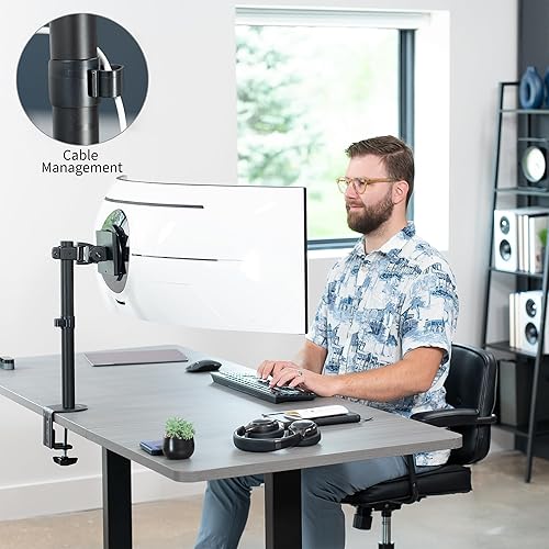 Miniatura 8 de VIVO Soporte de escritorio para monitor ultra ancho con abrazadera, soporte ajustable resistente de perfil bajo para 1 pantalla ultraancha de hasta