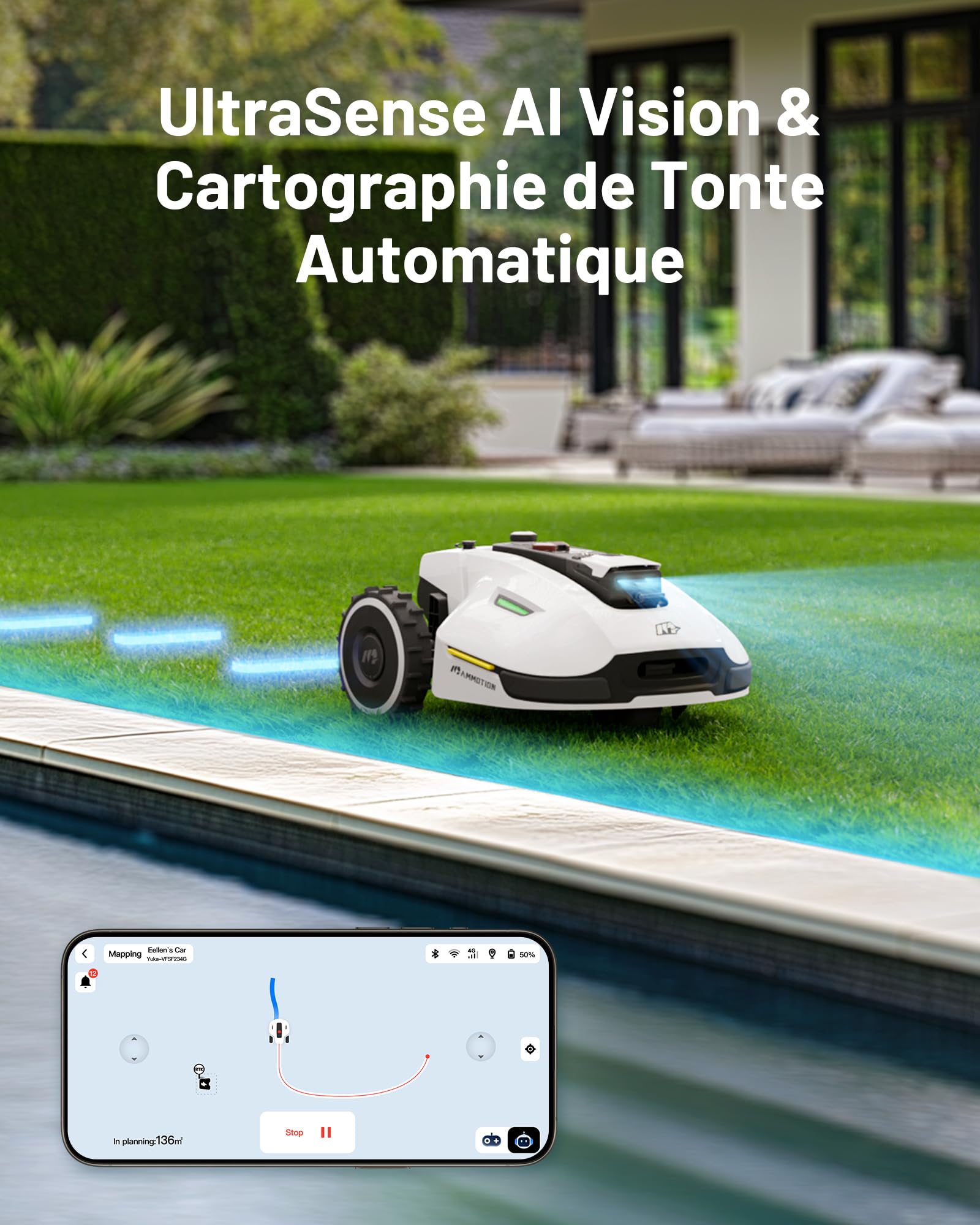 MAMMOTION YUKA 2000 Robot Tondeuse à Balayage et Vidage Automatique — vue 3