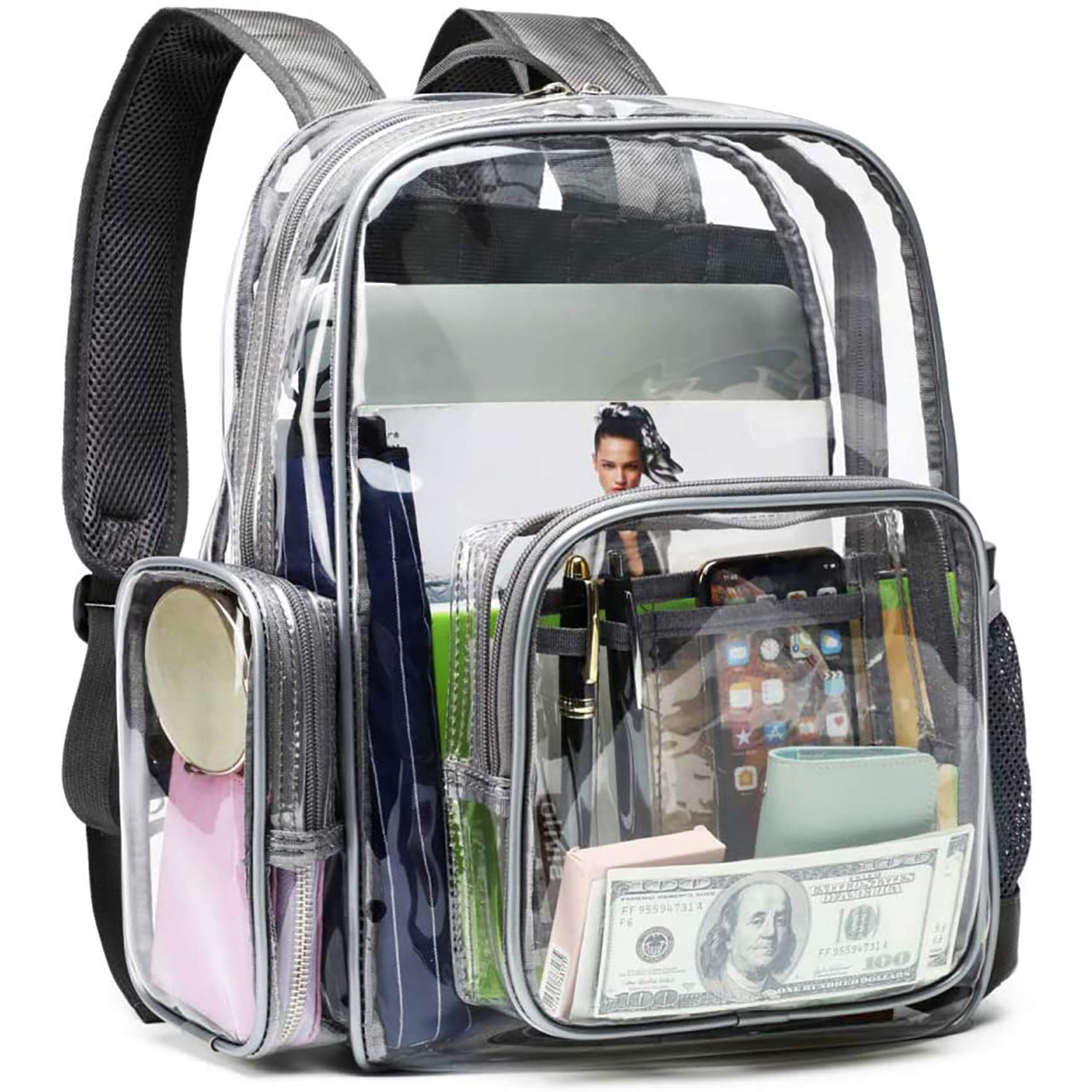 Clear Backpack, F-color Heavy Duty PVC Transparent Clear Bag for Men, Women