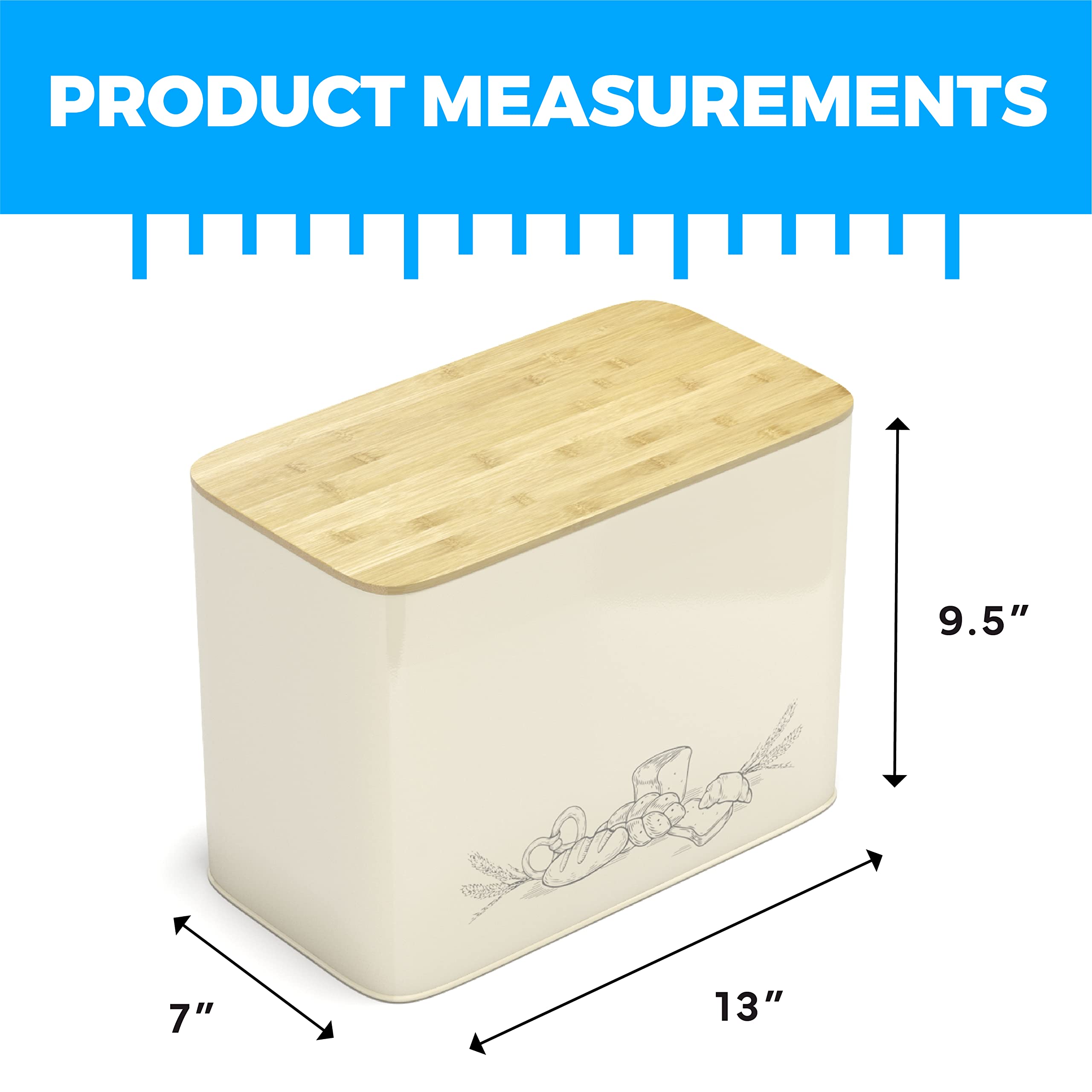 Buy Extra Large Bread Box For Kitchen Countertop with Bamboo Cutting Board Lid Vertical Space