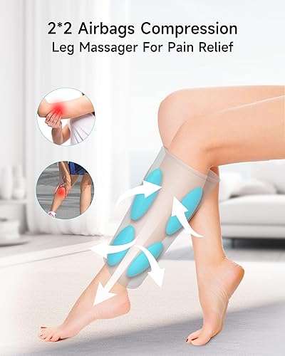 Miniatura 4 de ALLJOY Masajeador de piernas inalámbrico para circulación y alivio del dolor, masajeador recargable de pantorrillas con 4 modos, 2 niveles de