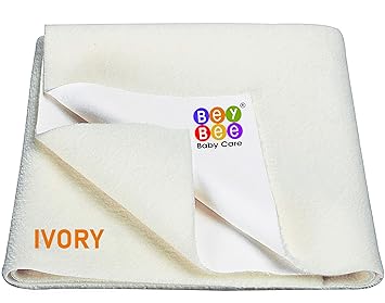 Bey Bee Water Resistant Bed Protector Baby Dry Sheet with Ultra absorbance-Small (50 cm X 70 cm), Ivory - image, photos