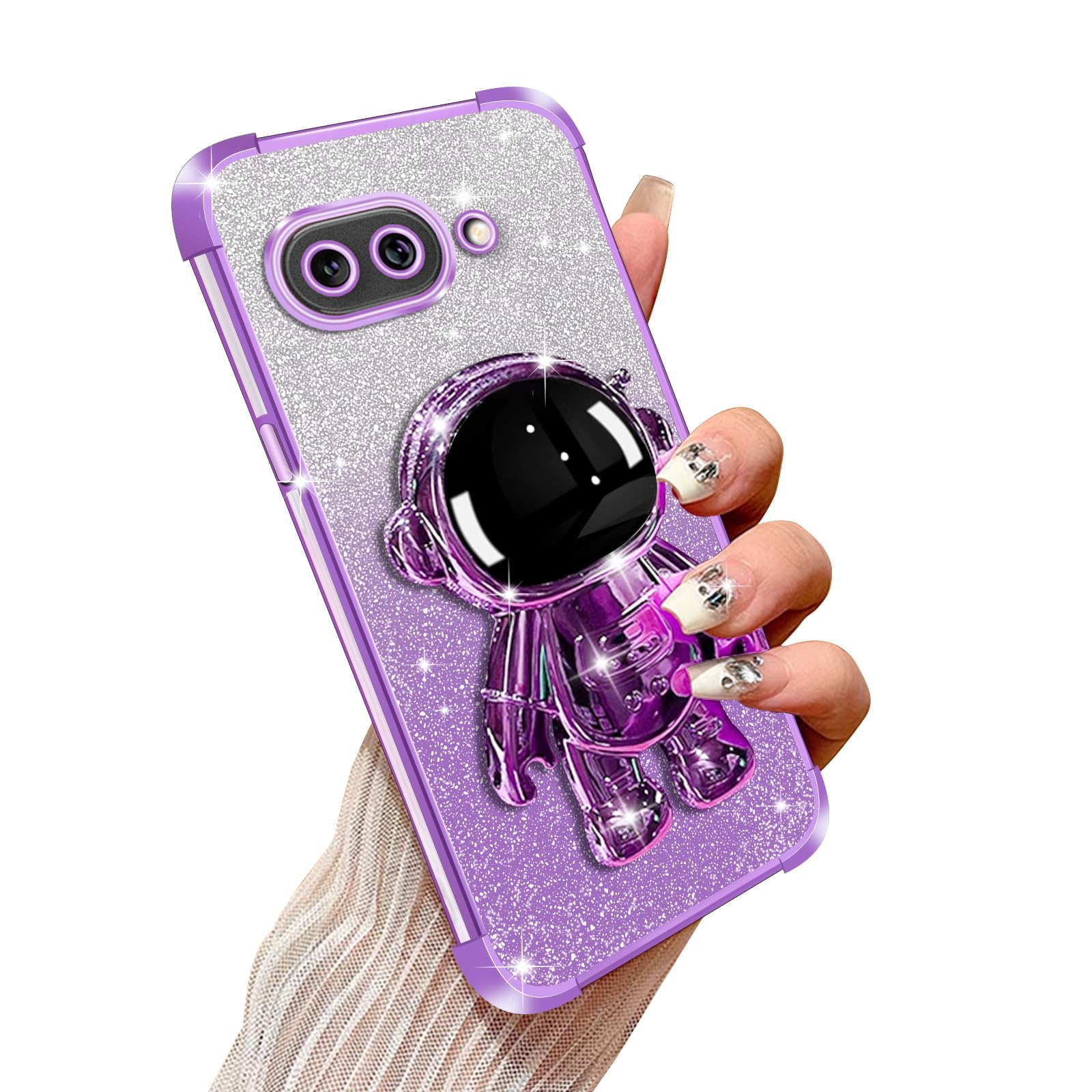 Case for Google Pixel 9A, Luxury Plating Bling Glitter Cover for Women Girls Soft TPU Shockproof Camera Protector Phone Case for Google Pixel 9A, Purple