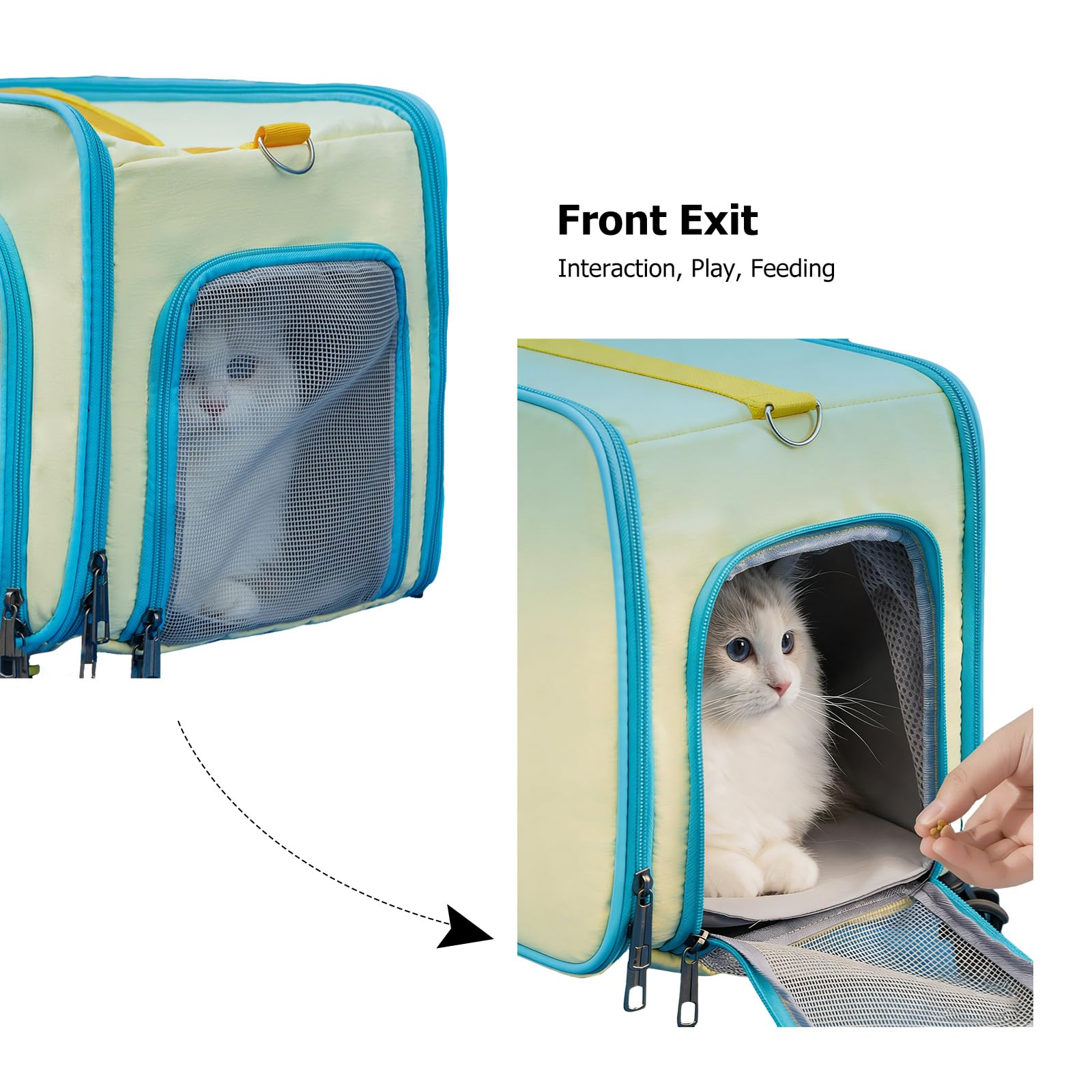 PETCUTE Trasportino per Cani e Gatti con Ruote,Borsa da Viaggio Portatile per Cani con Tracolla e Imbottito,Espandibile e Pieghevole Trasportini per Gatti con Coperta,Approvato dalle Compagnie Aeree