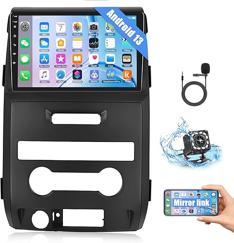 Android 13 Radio estéreo para coche para Ford F150 F-150 2009 2010 2011 2012, pantalla táctil de 9 pulgadas Bluetooth con enlace de espejo Navi GPS