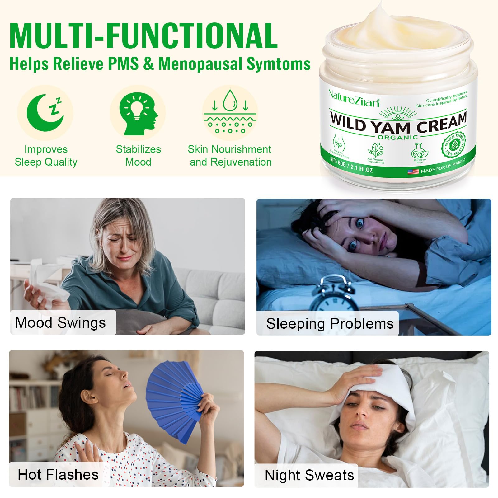 NATURE ZIRAN Wild Yam Cream - Wild yam Cream - Suitable for Relieving Symptoms During Periods of Physical Change - for All Skin Types 2.1floz — Amazon image 8