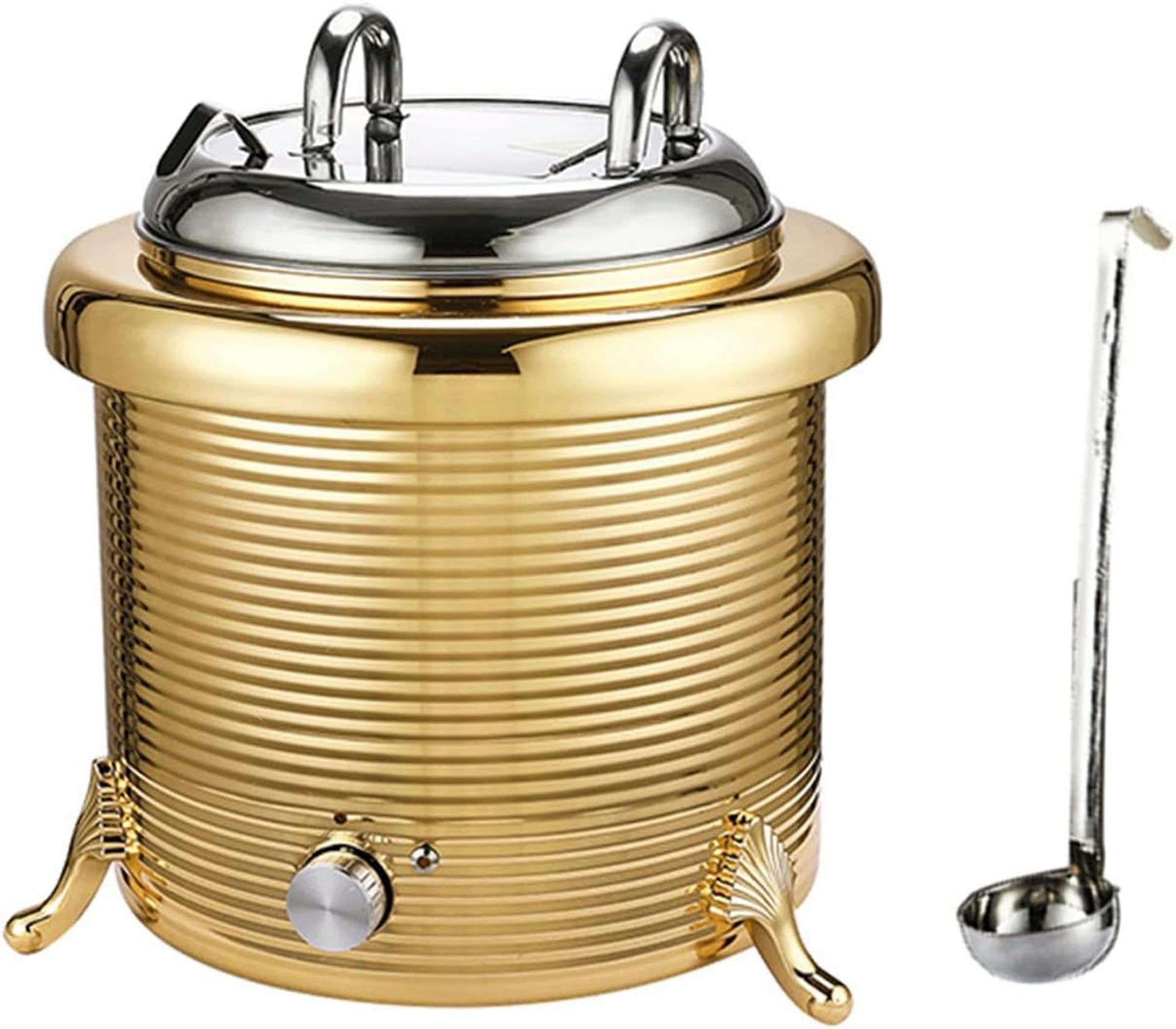 Eoweiot 13 L Stainless Steel Electric Soup Kettle Soup Warmer, Adjustable Temperature 30-80 ℃ Food Warmer Machine (Gold)