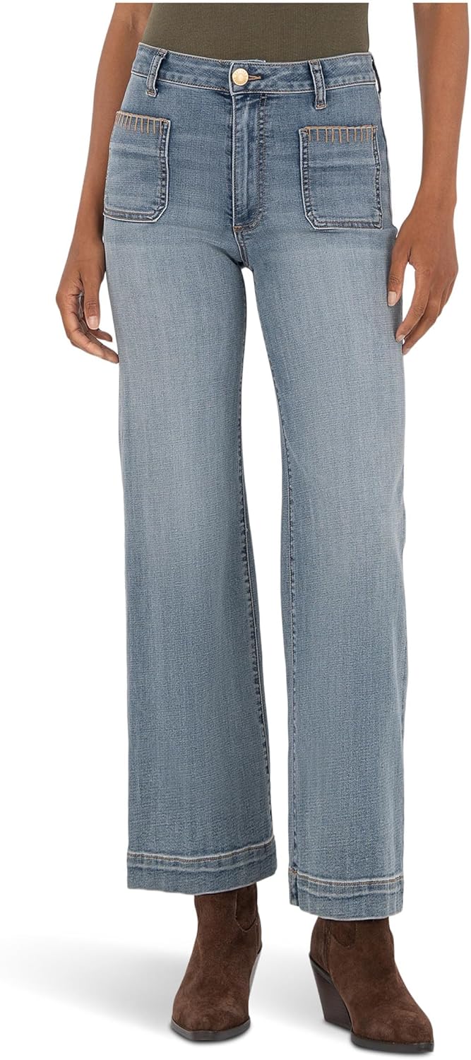 KUT from the Kloth Meg High Rise Wide Leg with Front Patch Pockets Wide Hem