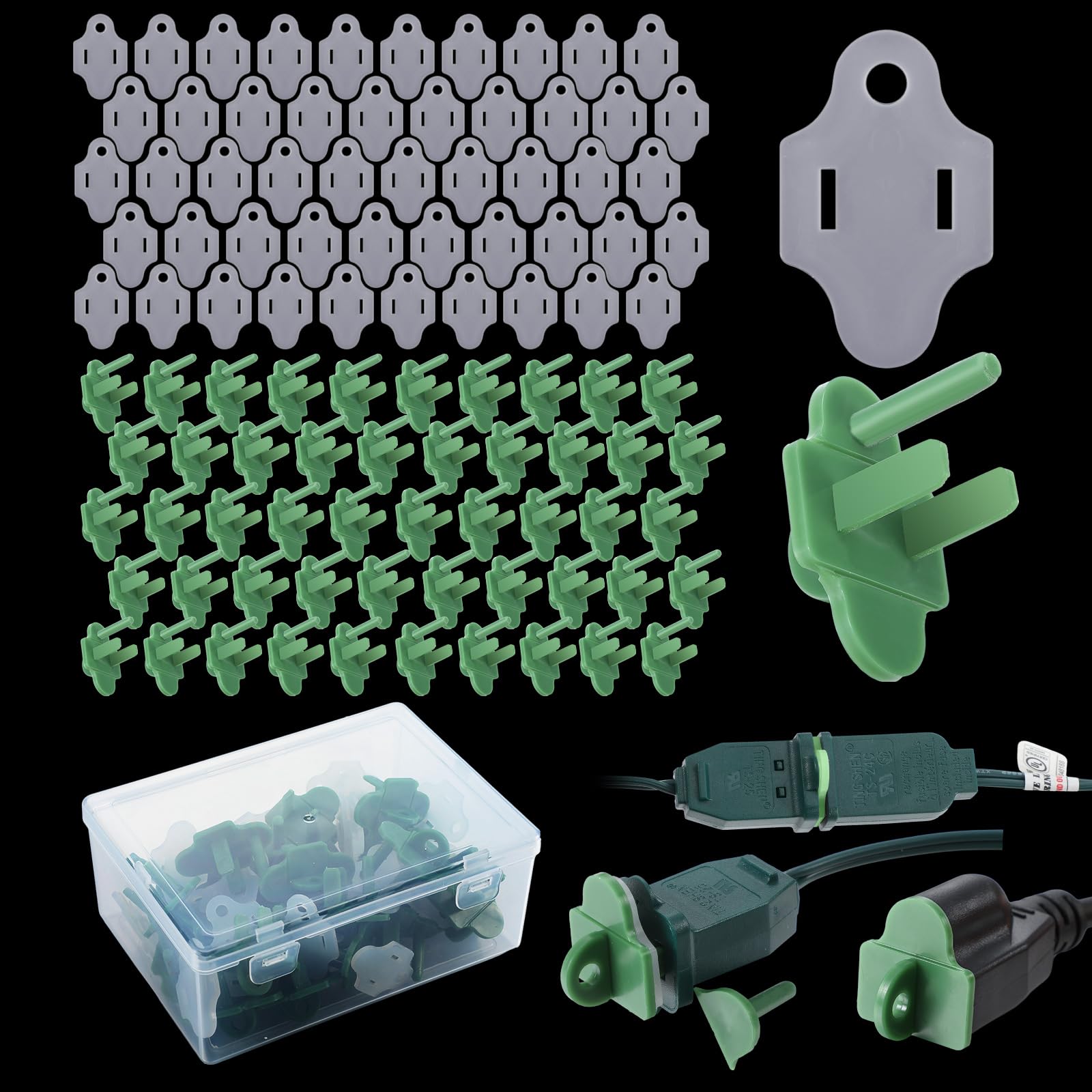50 Sets Green Christmas Light Weatherproof Gaskets and Plug Covers