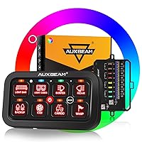 Vista 8 de Auxbeam Panel de interruptor de 8 bandas BA80, sistema universal de relé de control de circuito con interruptor LED automático regulable