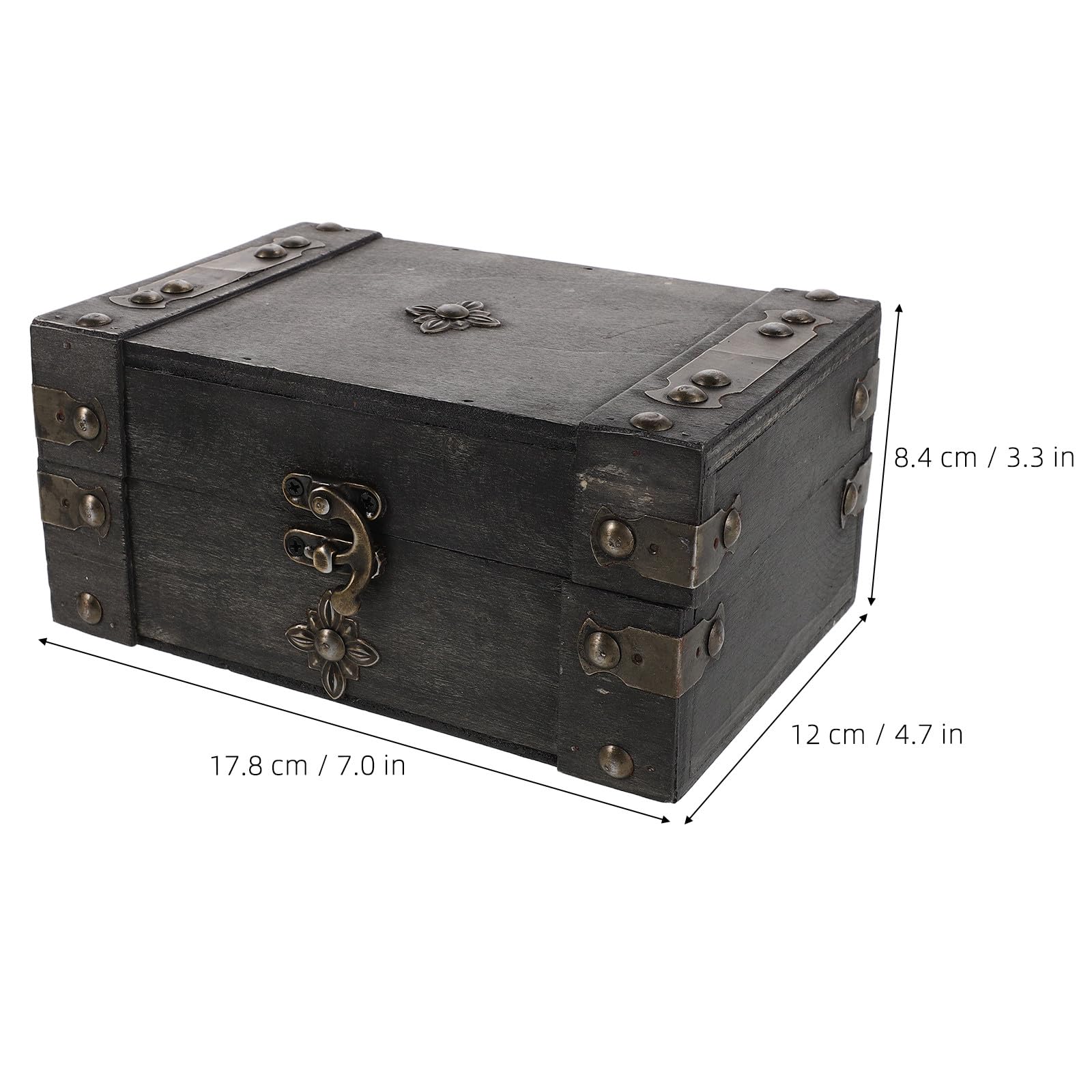 Veemoon Scrigno del pirata in legno, scatola vintage con lucchetto, 7x5x3