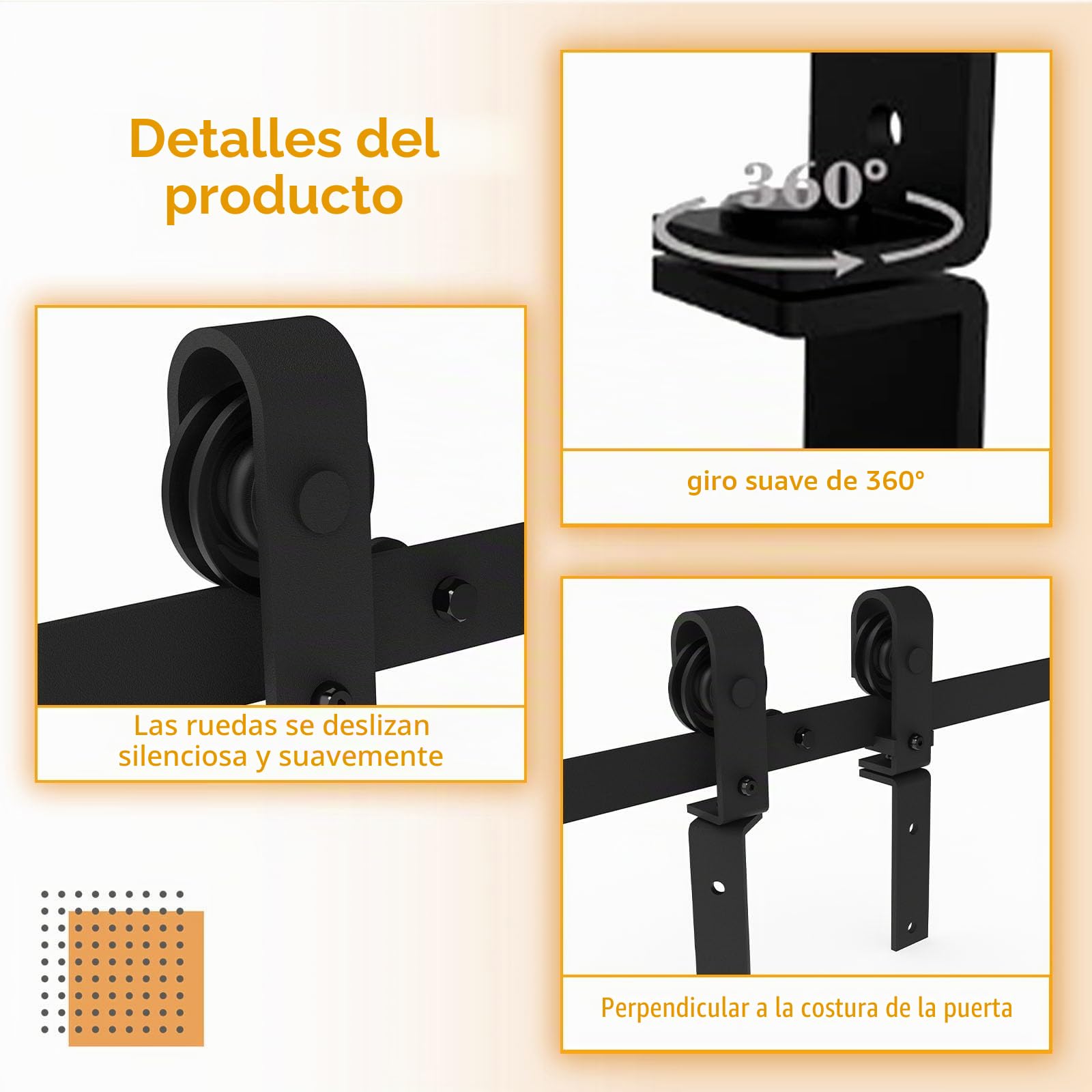 W&H Juego completo de herrajes para puertas corredizas de 100 m, herrajes negros para 2 puertas, rieles para puerta corredizas plegables, juego de rieles para puertas de granero que ahorran espacio