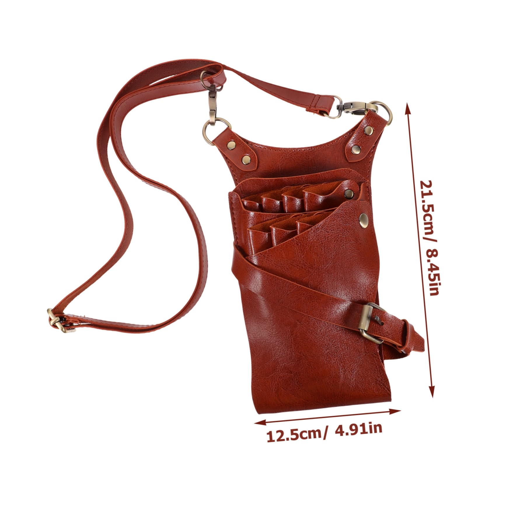 SOESFOUFU Barber Comb Pouch Scissors Bag Hair Stylist Toolkit Leather Scissors Pocket Hairdressing Kit Adjustable Belt (Brown)