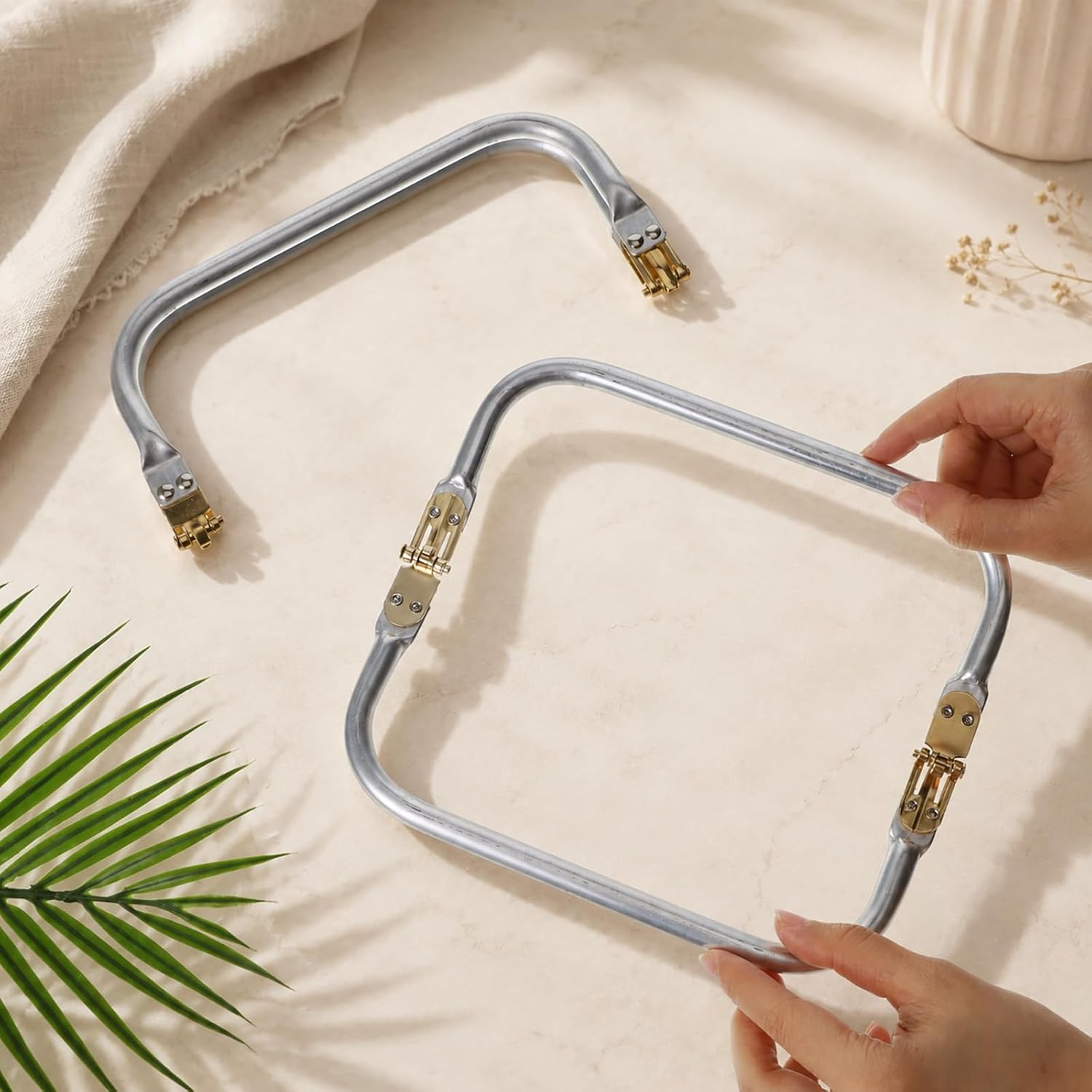 MBAIYO 2 Pcs Metal Purse Frame, 8 Inch Kiss Lock Clasp U-Shaped Bag Frame image 5