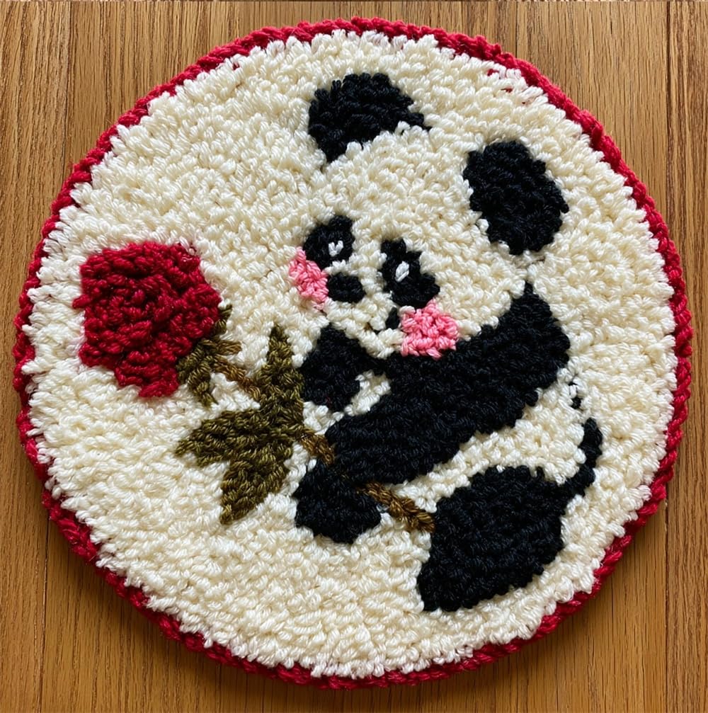 kitphoenix DIY Crochet Carpet for Beginners, Cute Panda and Rose
