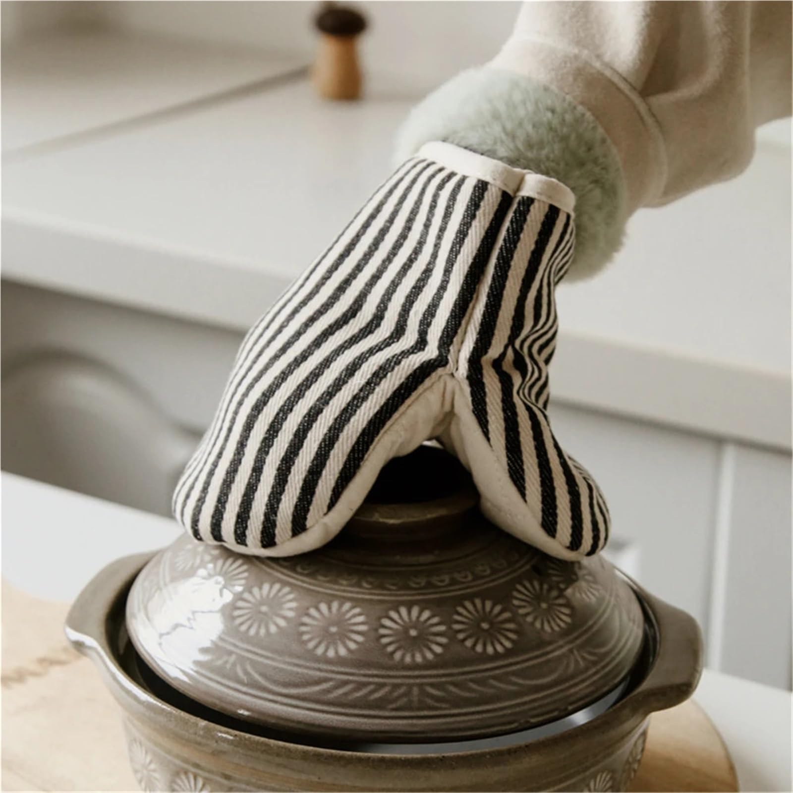 Gants de Cuisine, Gants de Four, Gants de Cuisine isolés, Anti-brûlures, résistants aux Hautes températures, à Rayures épaisses
