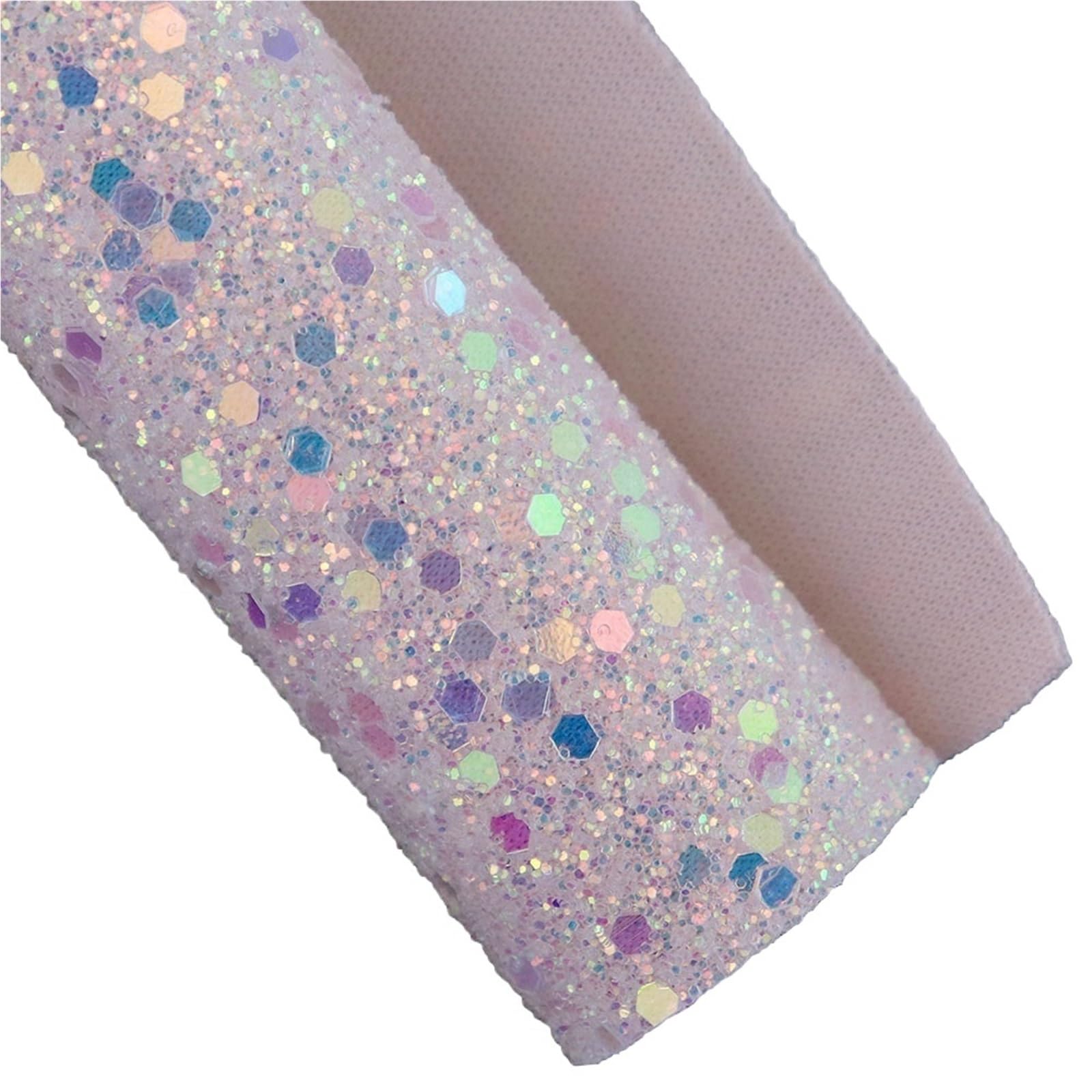 Tessuto glitter esagonale in pelle PU