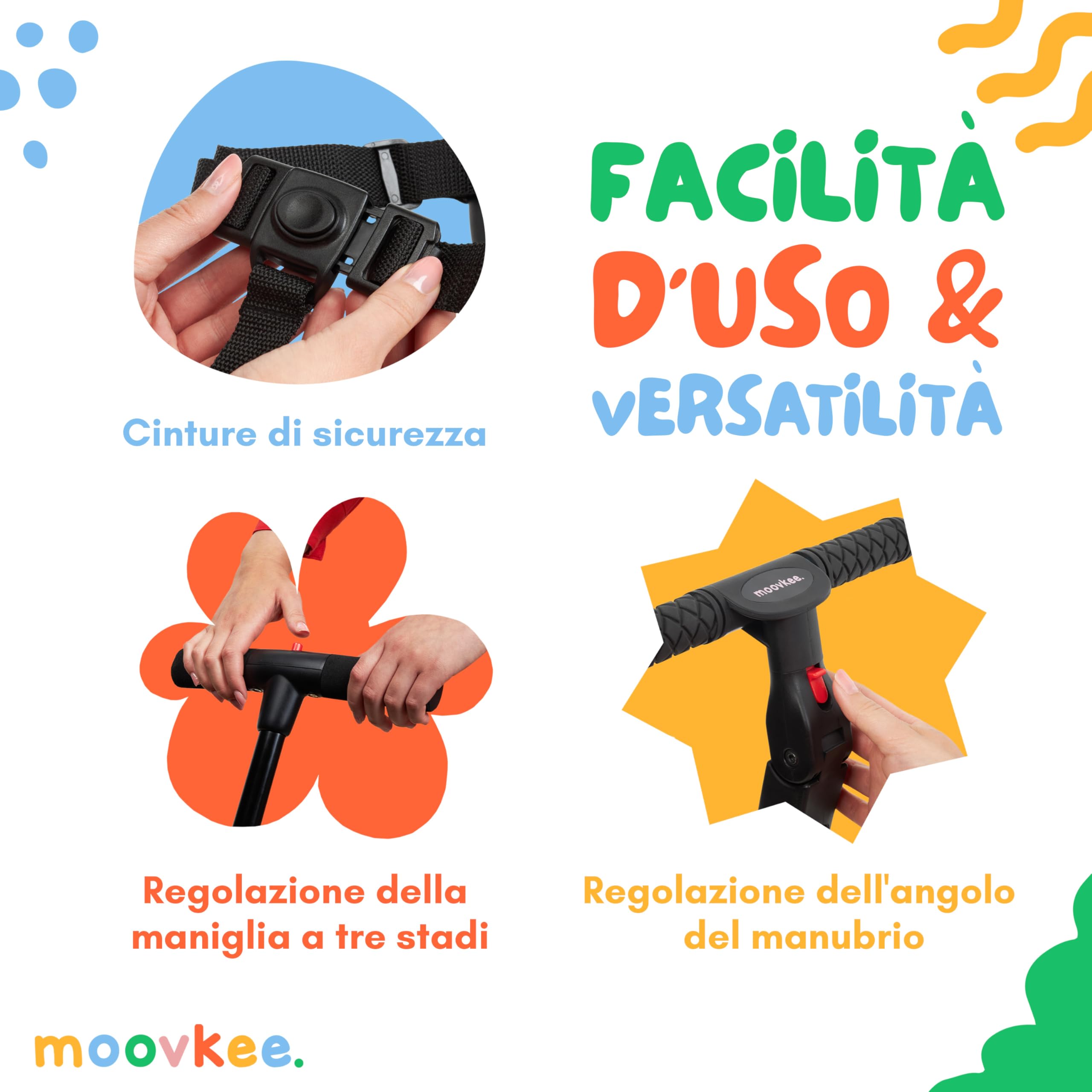 Triciclo Bambini Evolutivo 6 in 1 - Bicicletta Bambini da 1 a 5 Anni - Triciclo per Bambini fino 25 kg con Cintura, Sella Regolabile, con o Senza Pedali - Triciclo con Maniglione