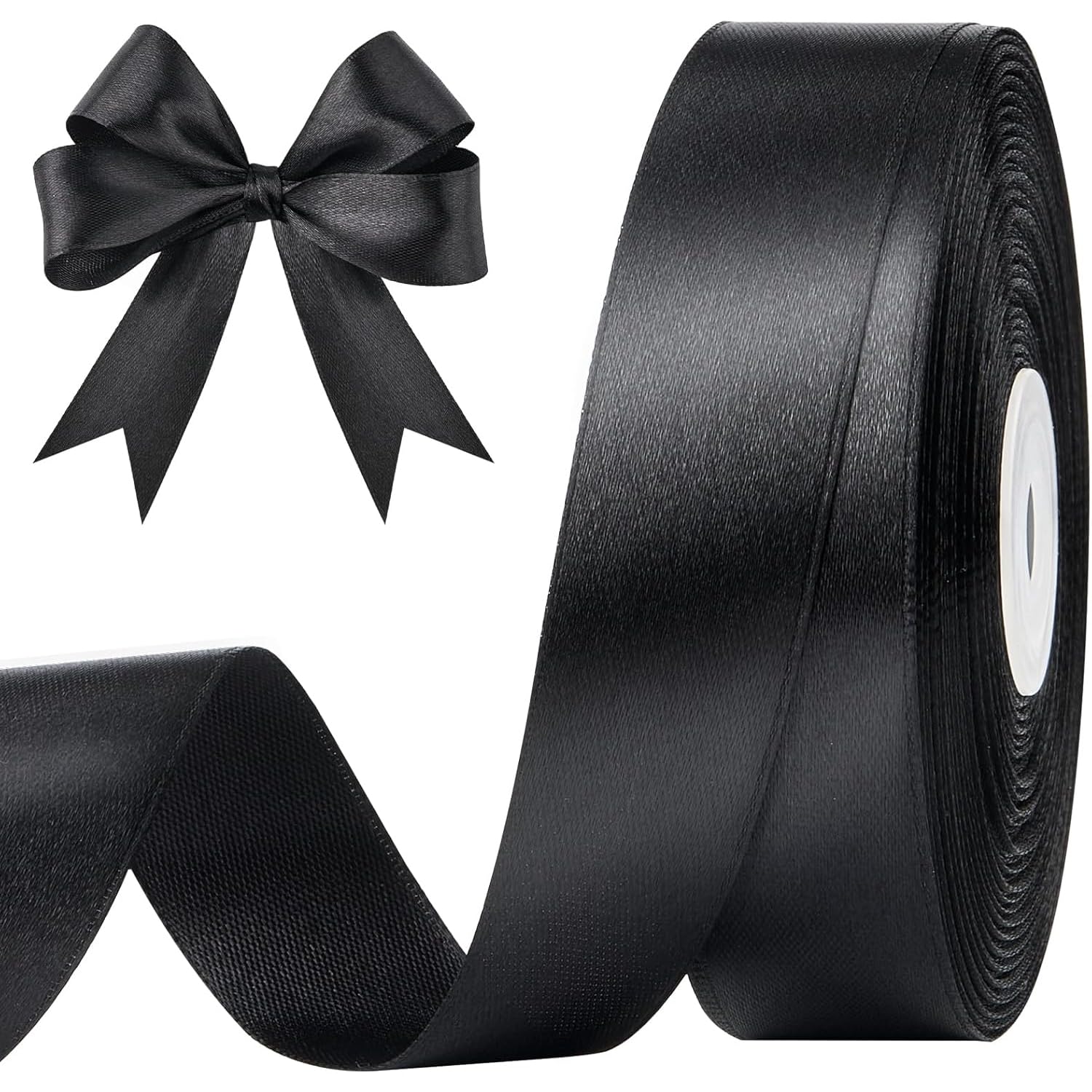 Aakriti 1-Inch Solid Satin Black Ribbon – 18m Craft Fabric Roll for Gift Wrapping, Flower Bouquets, Wedding, Party, Handmade Crafts & Ribbon Hairstyles (1, Black)-image-37