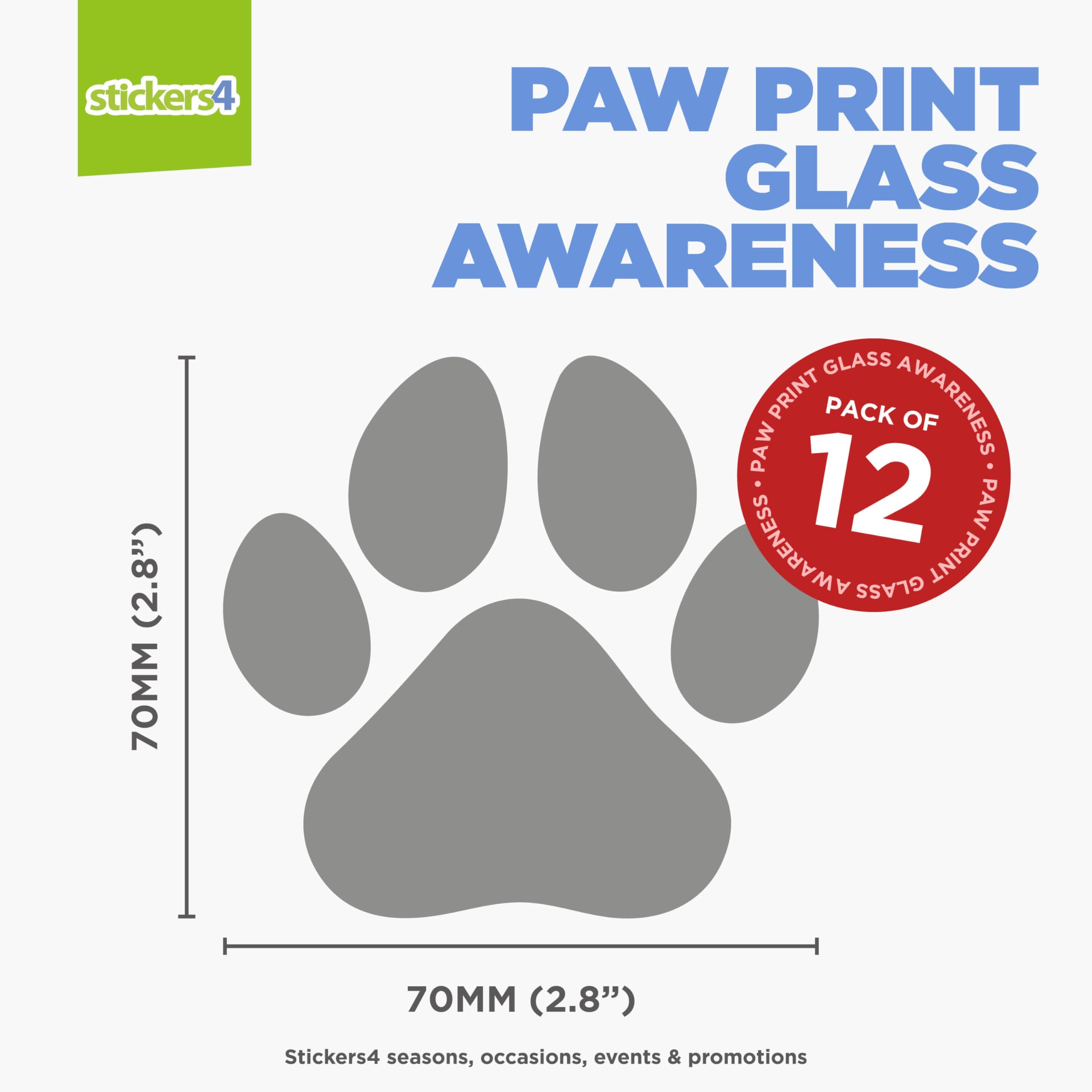 12 x Dog Paw Print Stickers Decals for Sliding Glass Doors, Grey - Image 2