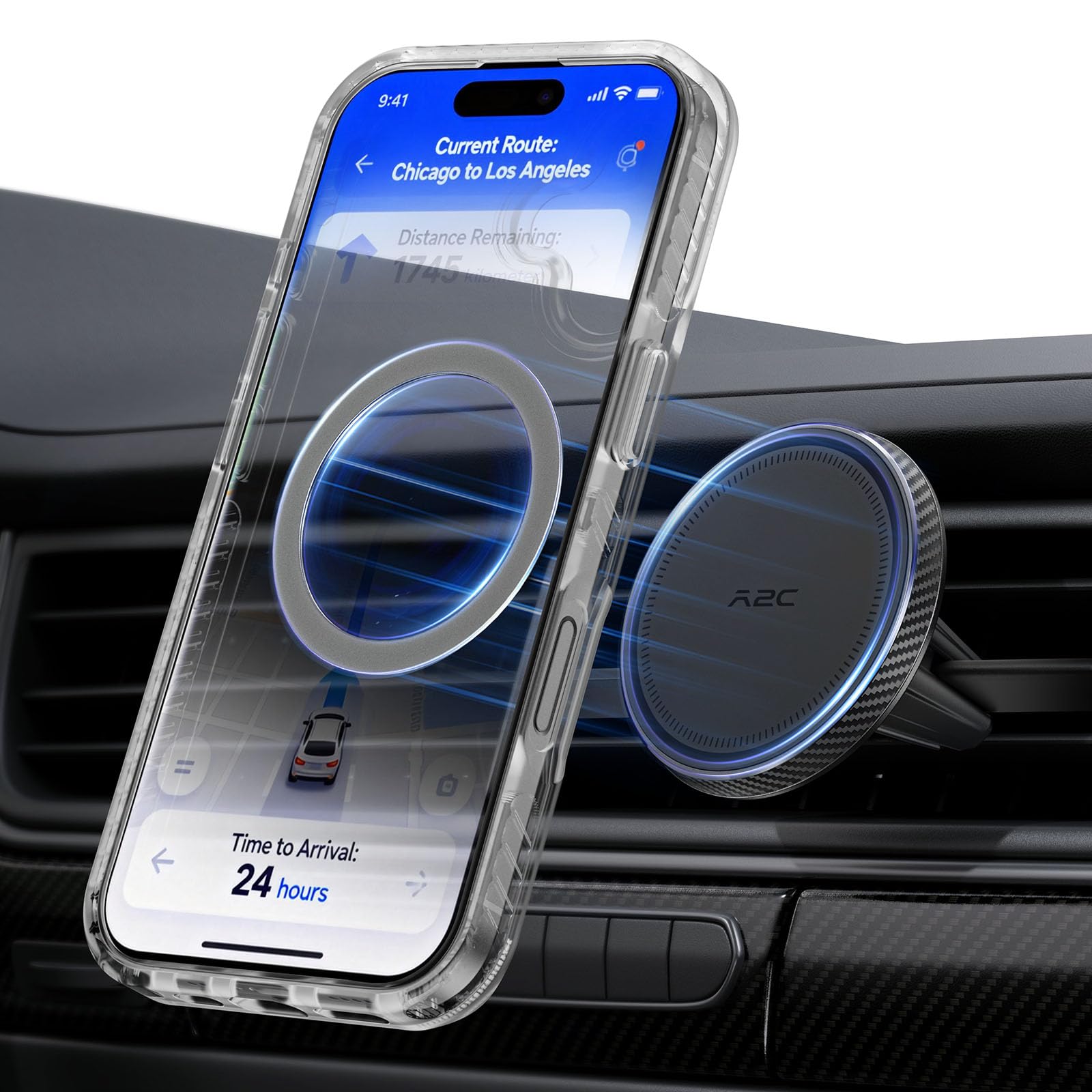 A2C Handyhalterung Auto Lüftung für Magsafe [17*N54 Magnet & Ultra-Stabiler] Universal Autohalterung Magnetische für Lüftungsgitter Kfz Handyhalter für iPhone 12-17, Samsung & Magsafe Hülle