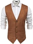 COOFANDY Veste en cuir Suede Vest Western Vest Vest Slim Fit Vest Waistcoat pour homme