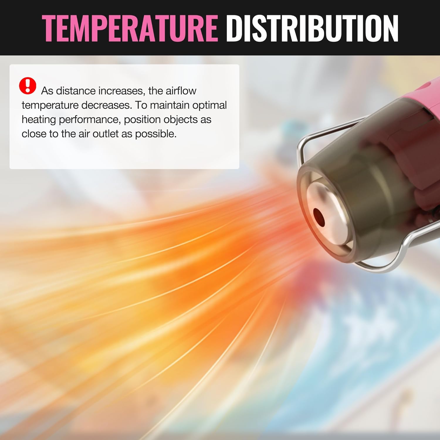 WORKPRO 7.2V Cordless Mini Heat Gun for DIY Crafts, 4000mAh Hot Air Gun, 1.5s Fast Heating, 3 Temp Settings (Cool/572°F/842°F), USB-C Rechargeable, Perfect for Crafts & Decorations - Pink Ribbon
