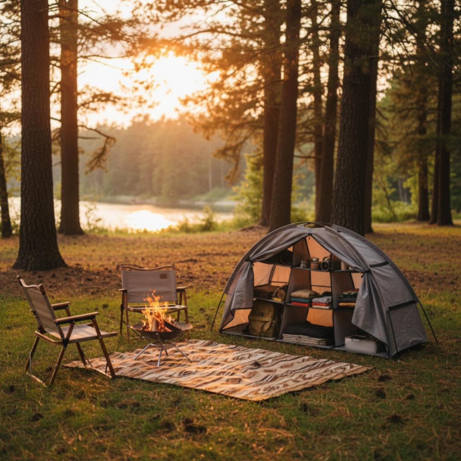 Qianly Armoire de Camping Pliable Portable Armoire de Tente Pliable Compact Meuble Rangement Tente pour Voyageurs