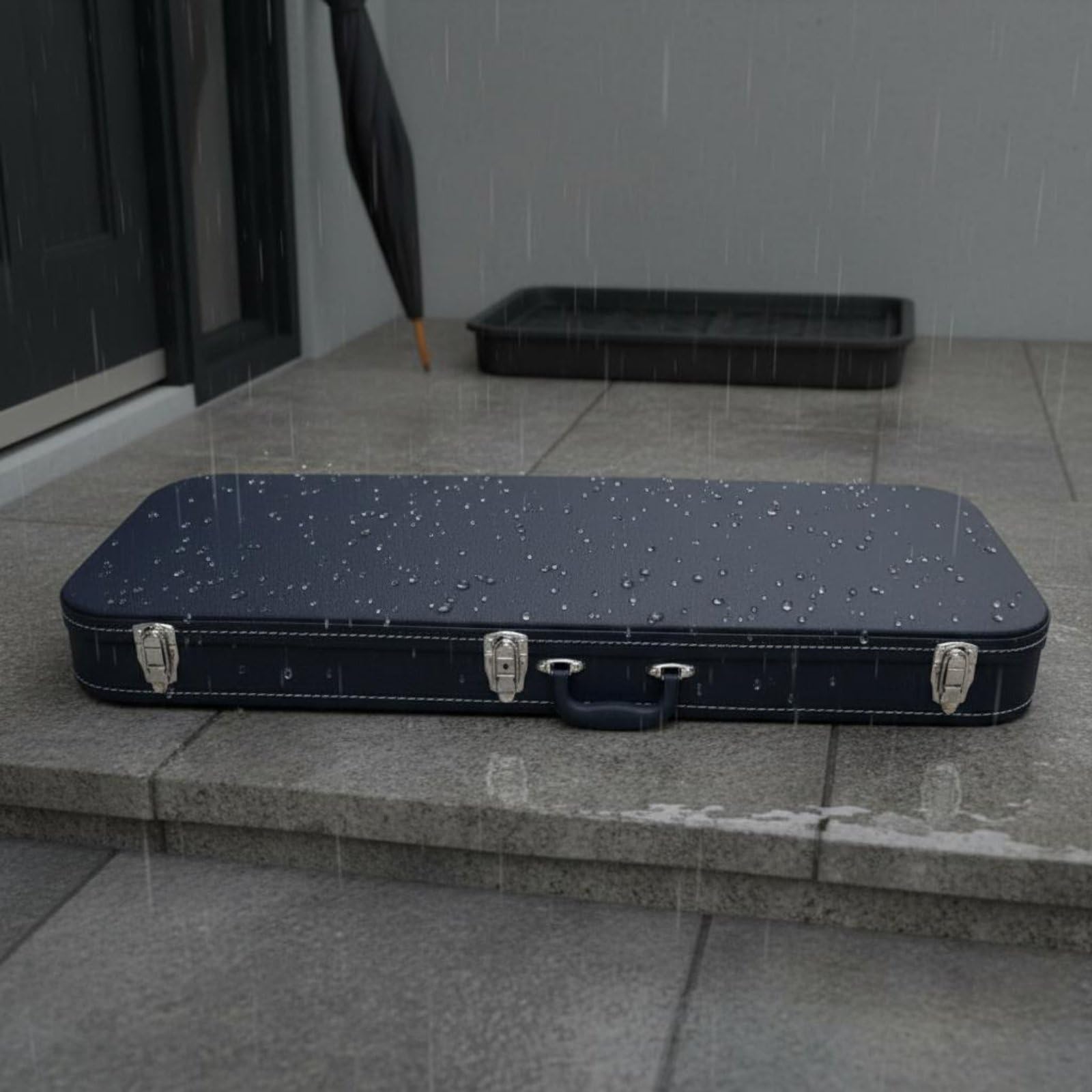 Custodia Rigida per Chitarra Elettrica Valigetta Strutturata Scatola Strumento Astuccio Protettivo in PU E Legno con Manico E Chiusura Adatta per Prove Lezioni Viaggi, Array, Blu