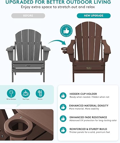 Miniatura 420 de SERWALL - Silla plegable Adirondack para patio, jardín, exterior, resistente a la intemperie, sillas para hoguera, color naranja