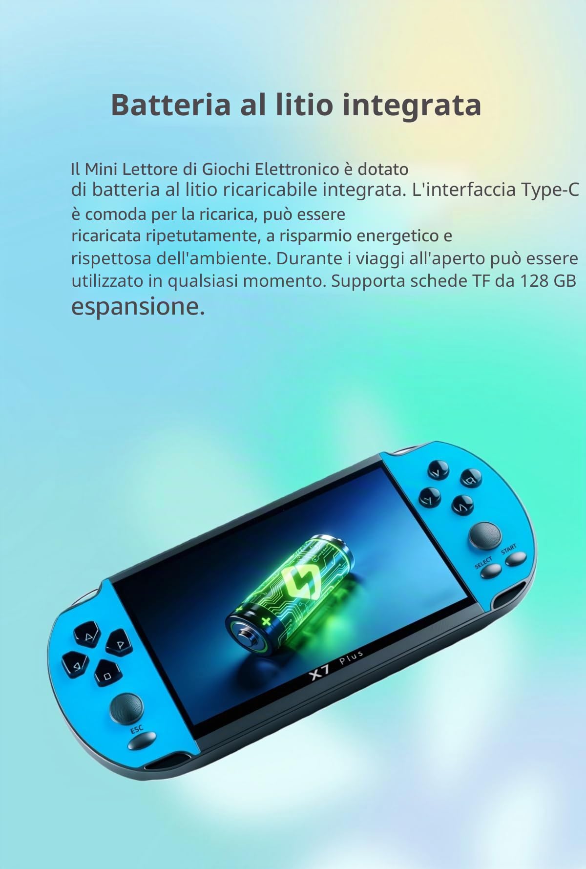 Console di gioco portatile LCD da 5,5" YHFITN, con giochi integrati, supporto per più emulatori, multimediale ricaricabile e connessione TV, giocattoli da viaggio, regali di compleanno