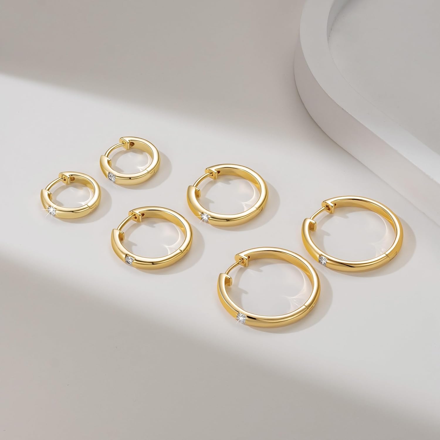 Gold Earrings for Women 14K Gold Hoop Earrings for Women Radiant Cubic Zirconia Comfortable Huggie Hoop Earring 15/20/25mm - Image 6