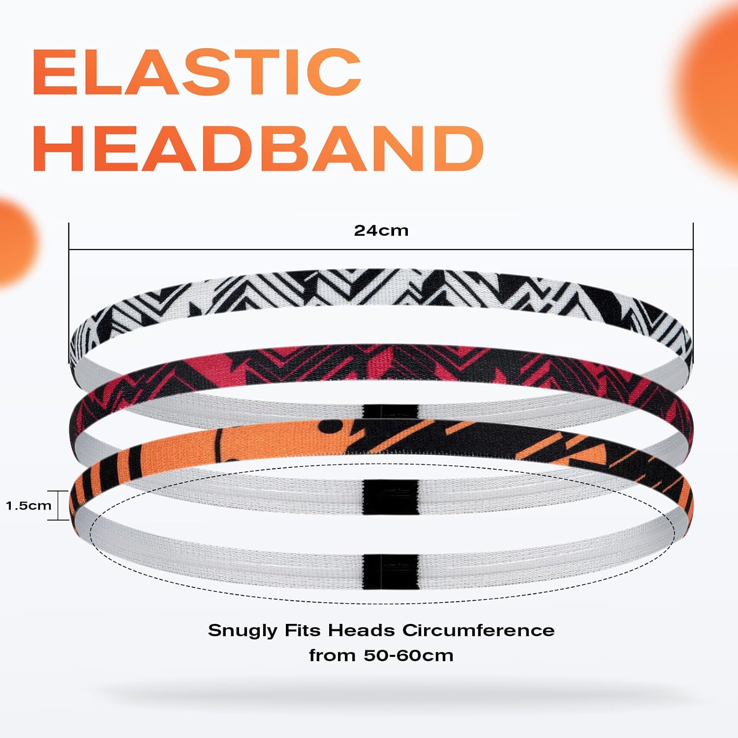 Thin Sports Headbands for Women, Men & Kids - 5 Pack Elastic Skinny Sweatbands, No-Slip Soft Hair Bands for Running, Workout, Yoga, Tennis, Basketball, Soccer, Football - Colorful