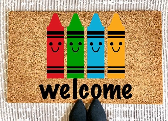 Fun Entrance Mat Crayon Welcome Doormat | Classroom Doormat | School Doormat | Classroom Welcome Mat | Teacher Doormat | Classroom Decoration | Indoor Outdoor Bathroom Porch Home Decor 24x16in image 2