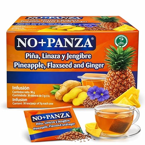 Té de hierbas de High Supreme - 30 bolsas de té - jengibre, piña, canela y linaza - Infusión 100% natural, vegana, sin cafeína - Mezcla de hierbas