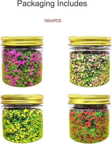 Miniatura 2 de Paquete de 4 modelos de flores de cachemira en polvo verde de flores falsas, paisaje artístico, mesa de arena artificial de bricolaje, construcción