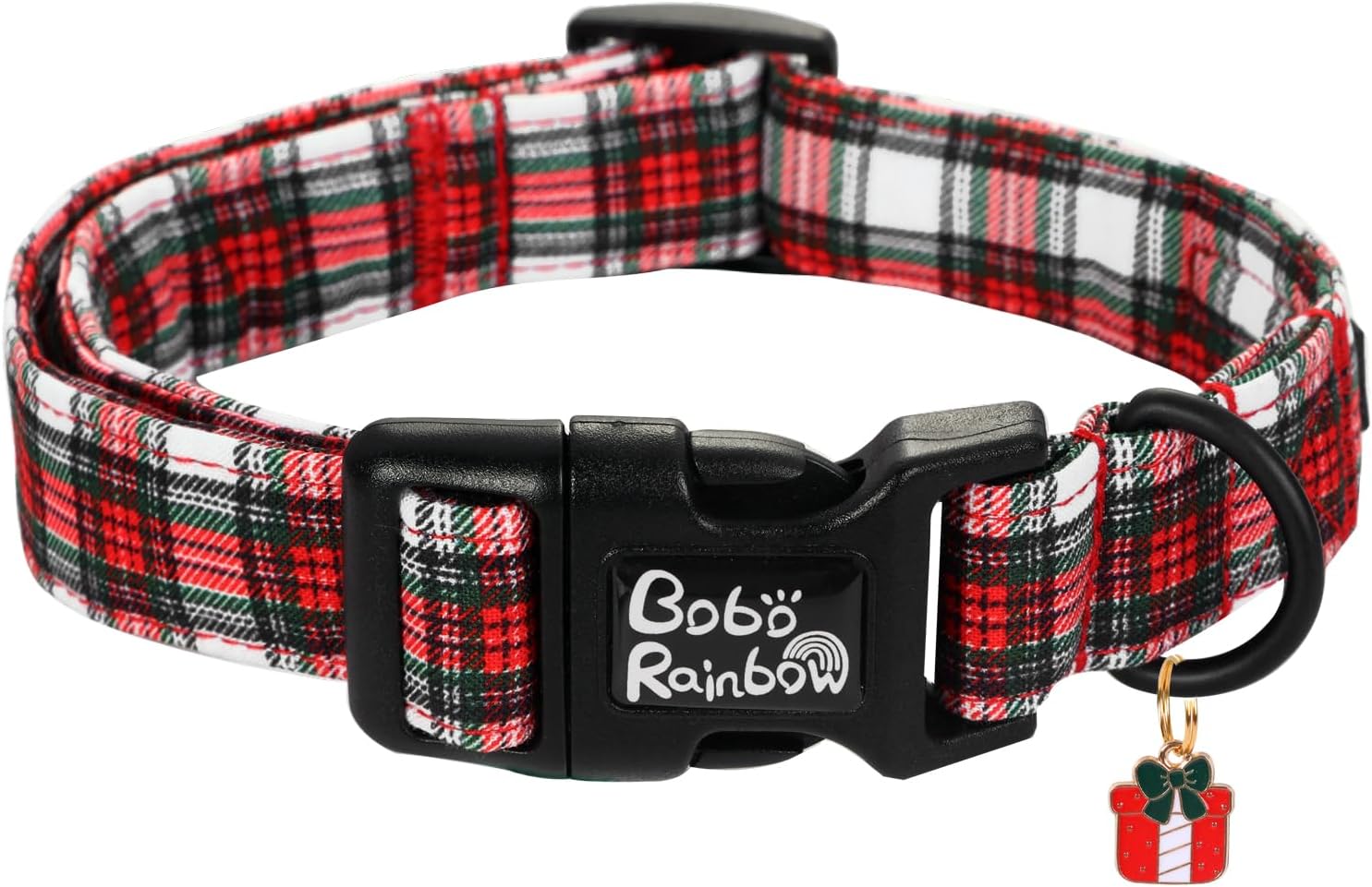 Christmas Dog Collar, Cotton Pet Collar Plastic Buckle Collars Red Plaid Adjustable Dog Collars Christmas Puppy Necklace for X-Small Girl and Boy Dogs