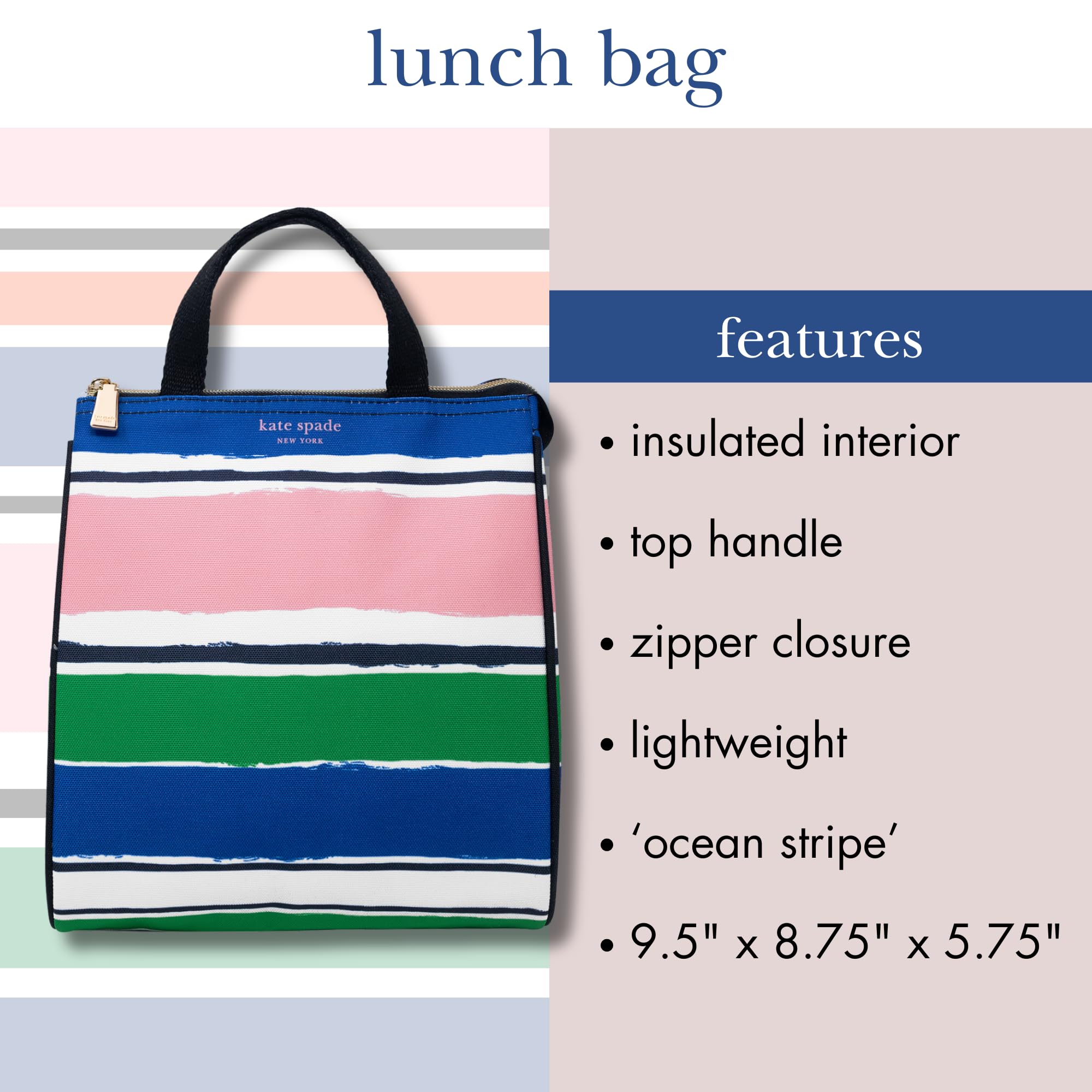 kate spade ストライプランチバッグ Amazon.com: kate spade new york Cute Lunch Bag for Women