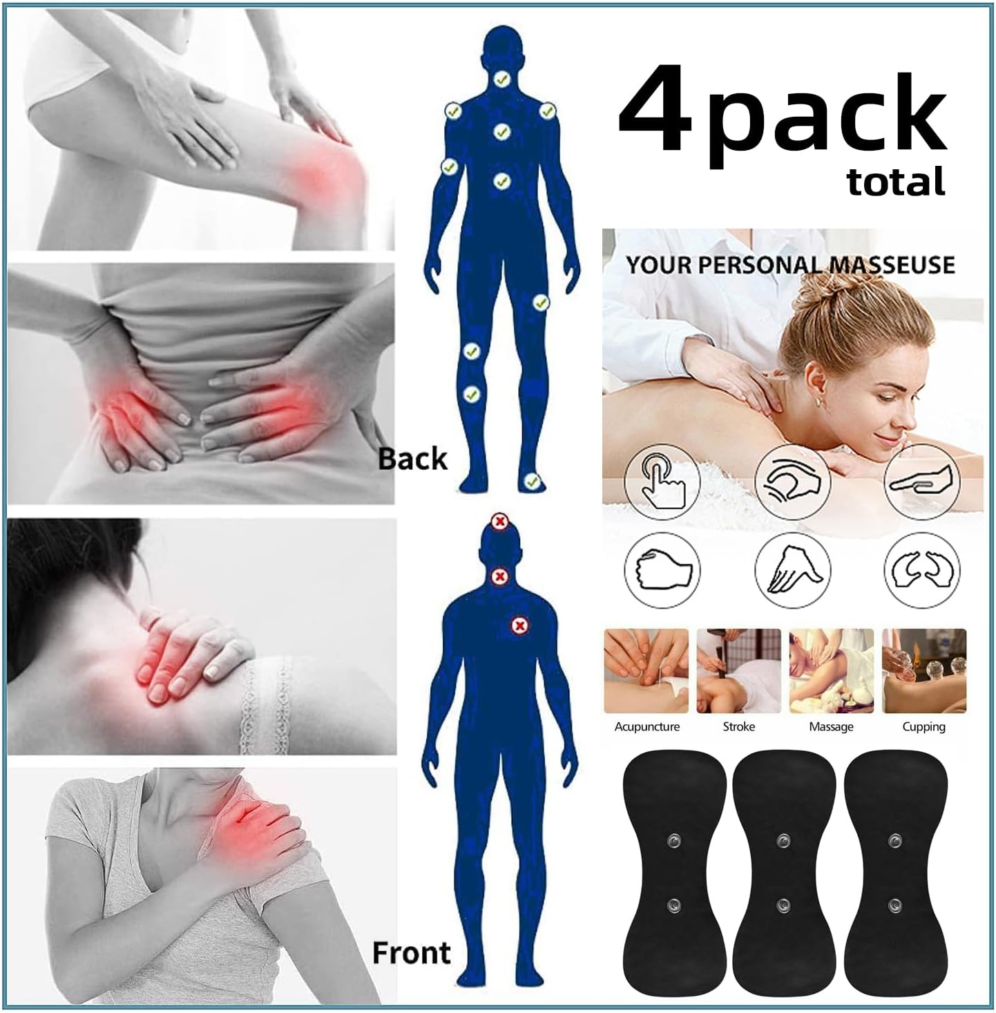 Adhesive Electrode,Replacement Patch 4pcs