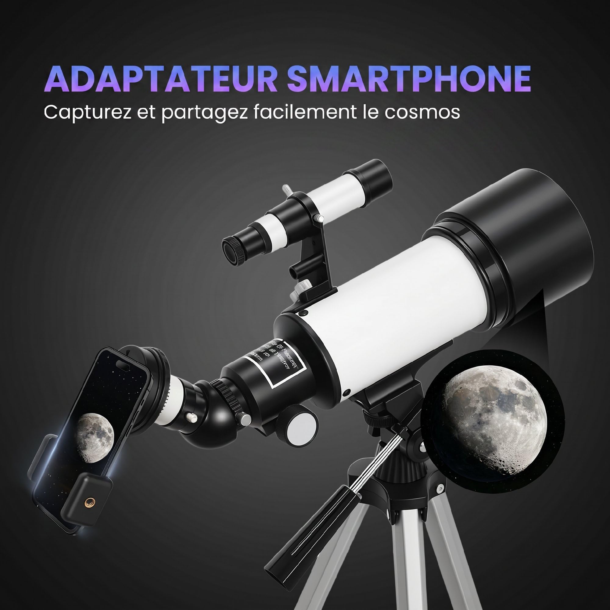 Outsunny Télescope Astronomique pour Adultes et Débutants 70 mm Blanc