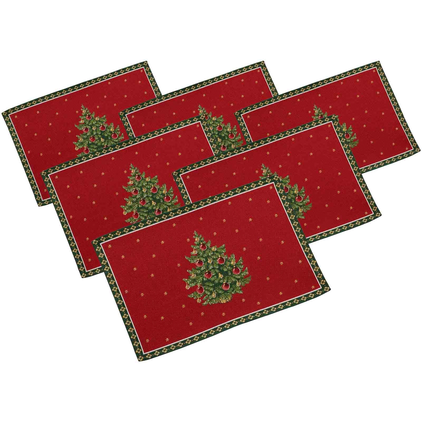 Villeroy & Boch Platzset 6er Set, Tischset mit Baum-Motiv, Weihnachtsuntersetzer, Mehrfarbig, 32x48cm Küche, Haushalt & Wohnen