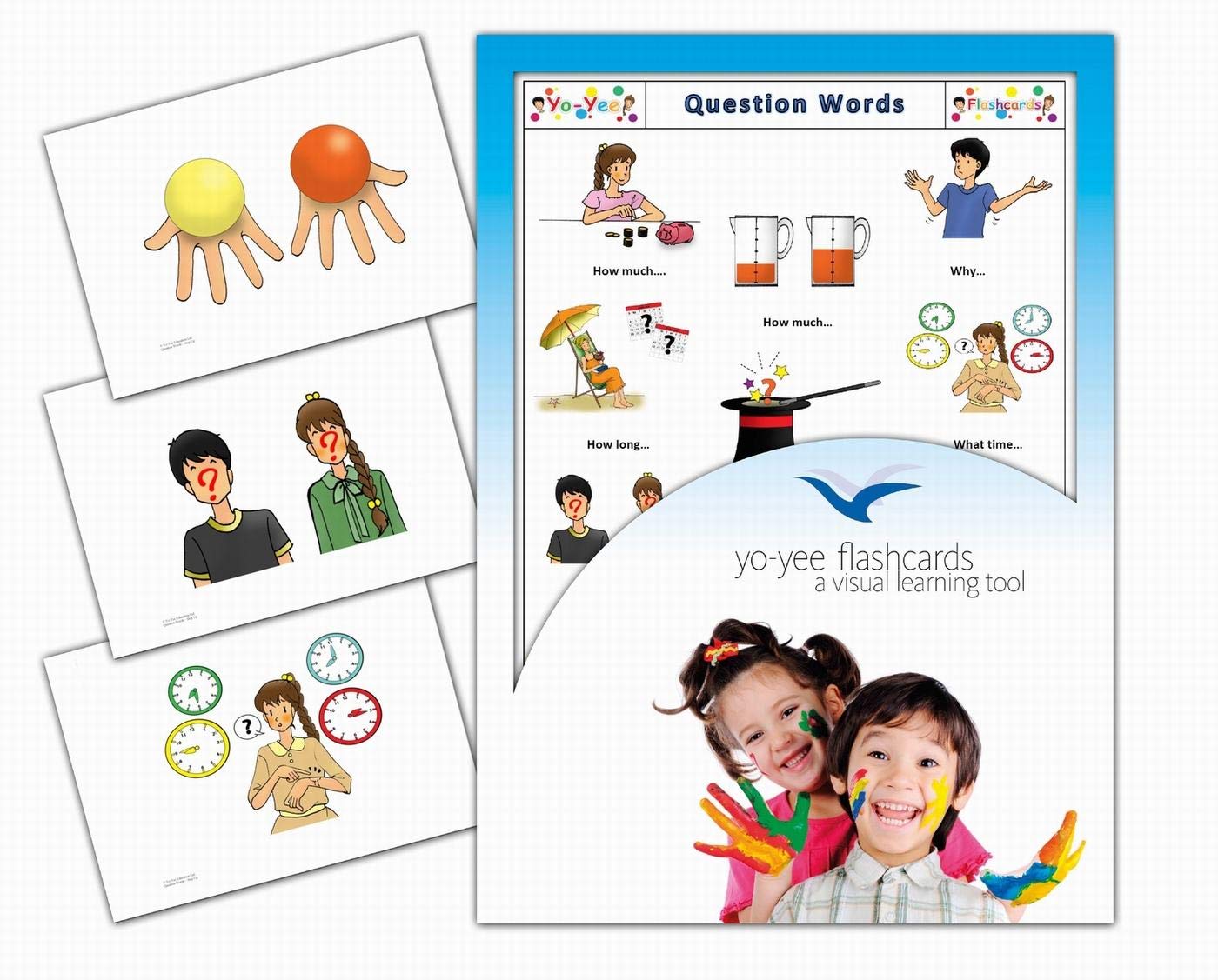 Yo-Yee Flashcards - Question and Interrogative Words Picture Cards - Vocabulary Picture Cards for Toddlers - Including Teaching Activities and Game Ideas